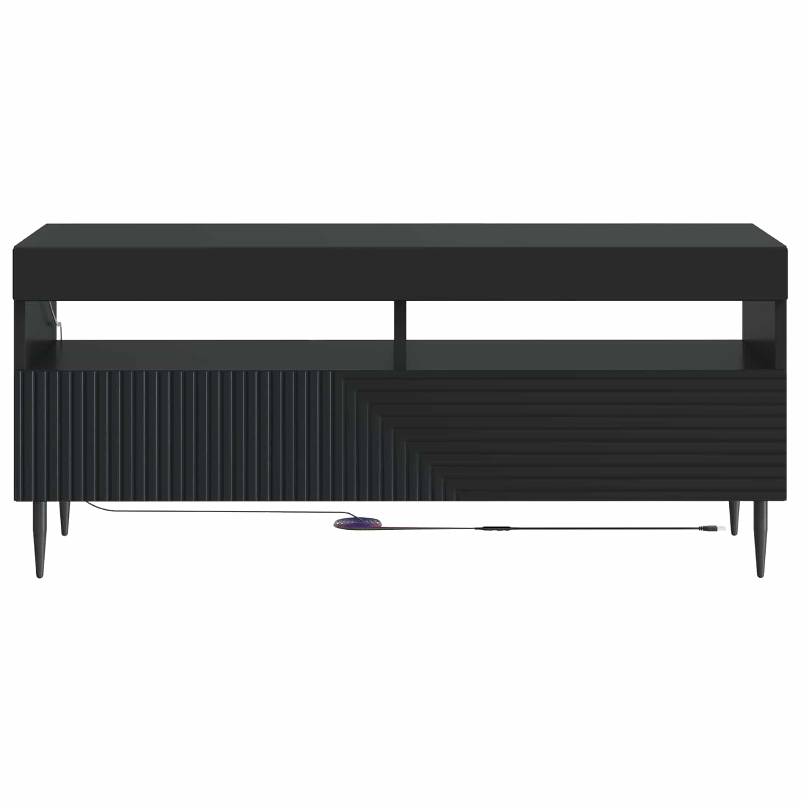 LED televizoriaus spintelė Juoda Apdirbta mediena