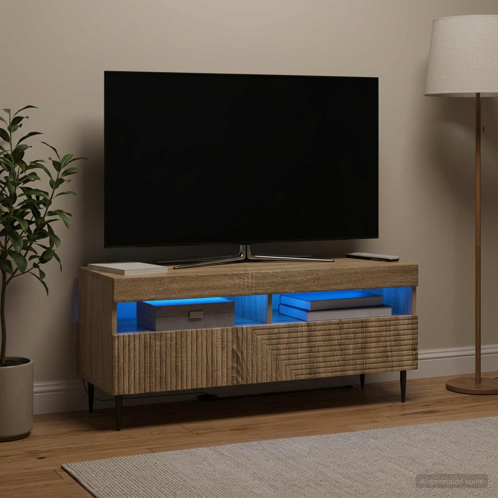 LED televizoriaus spintelė Sonoma ąžuolas Apdirbta mediena