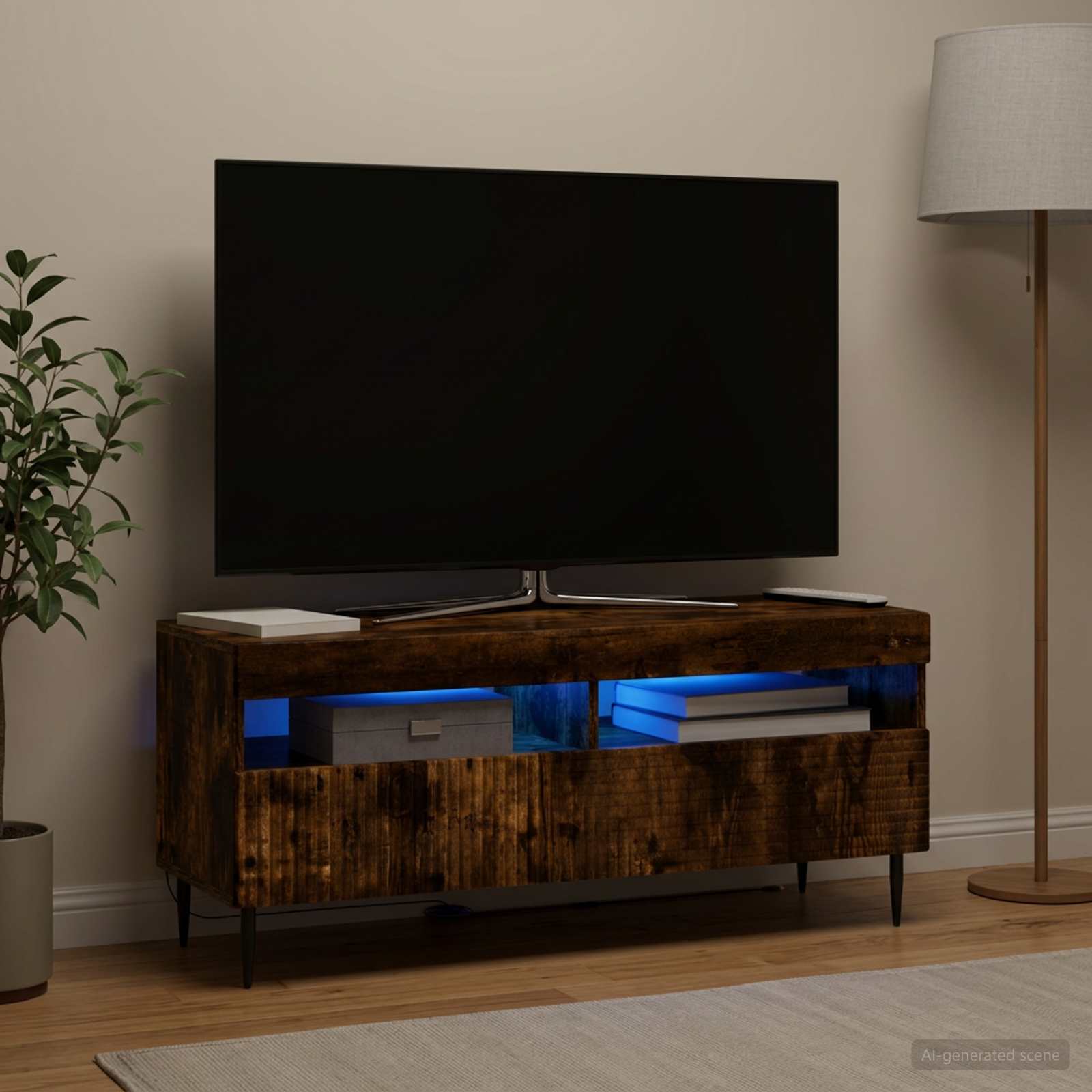 LED televizoriaus spintelė Dūminio ąžuolo Apdirbta mediena