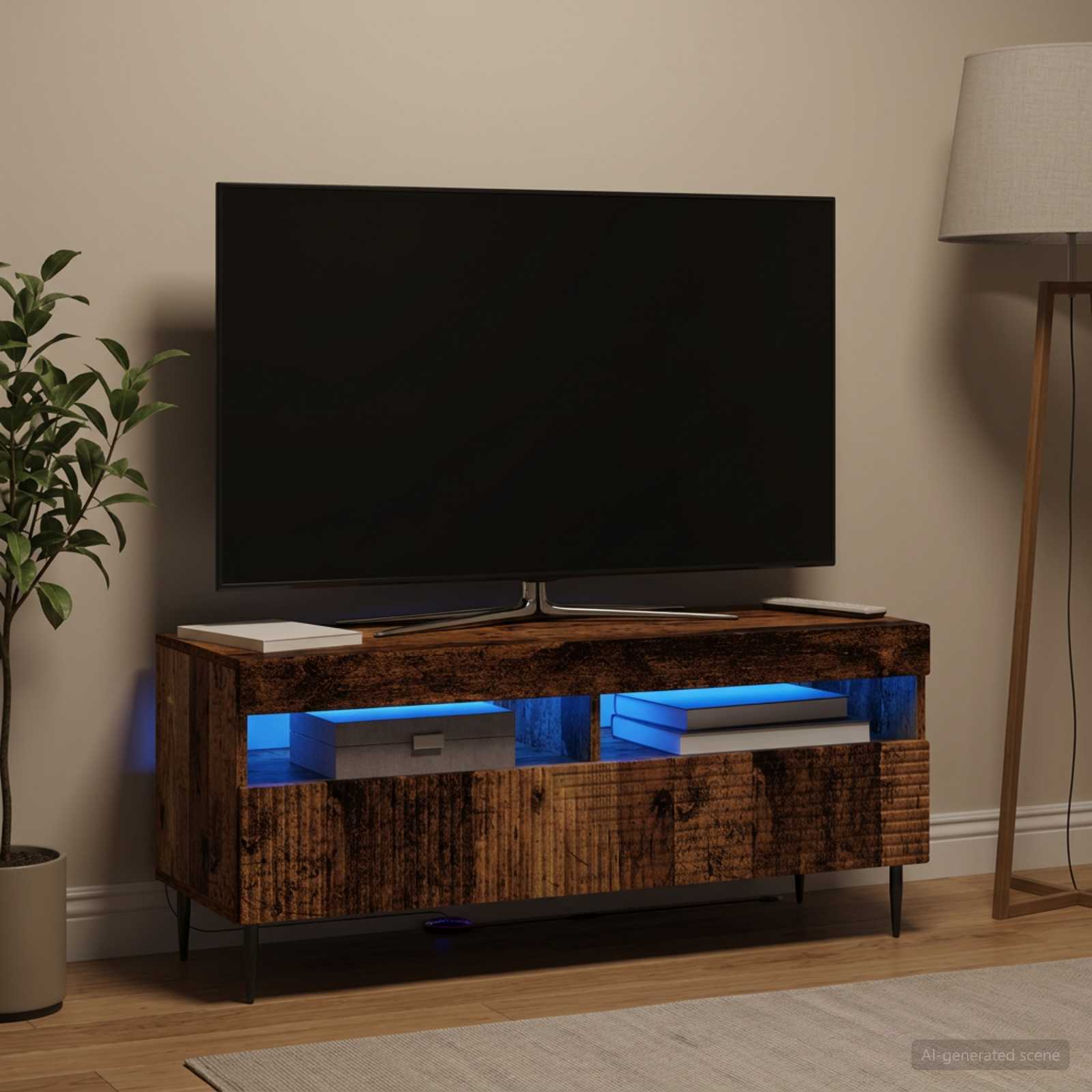 LED televizoriaus spintelė Sendintos medienos Apdirbta mediena