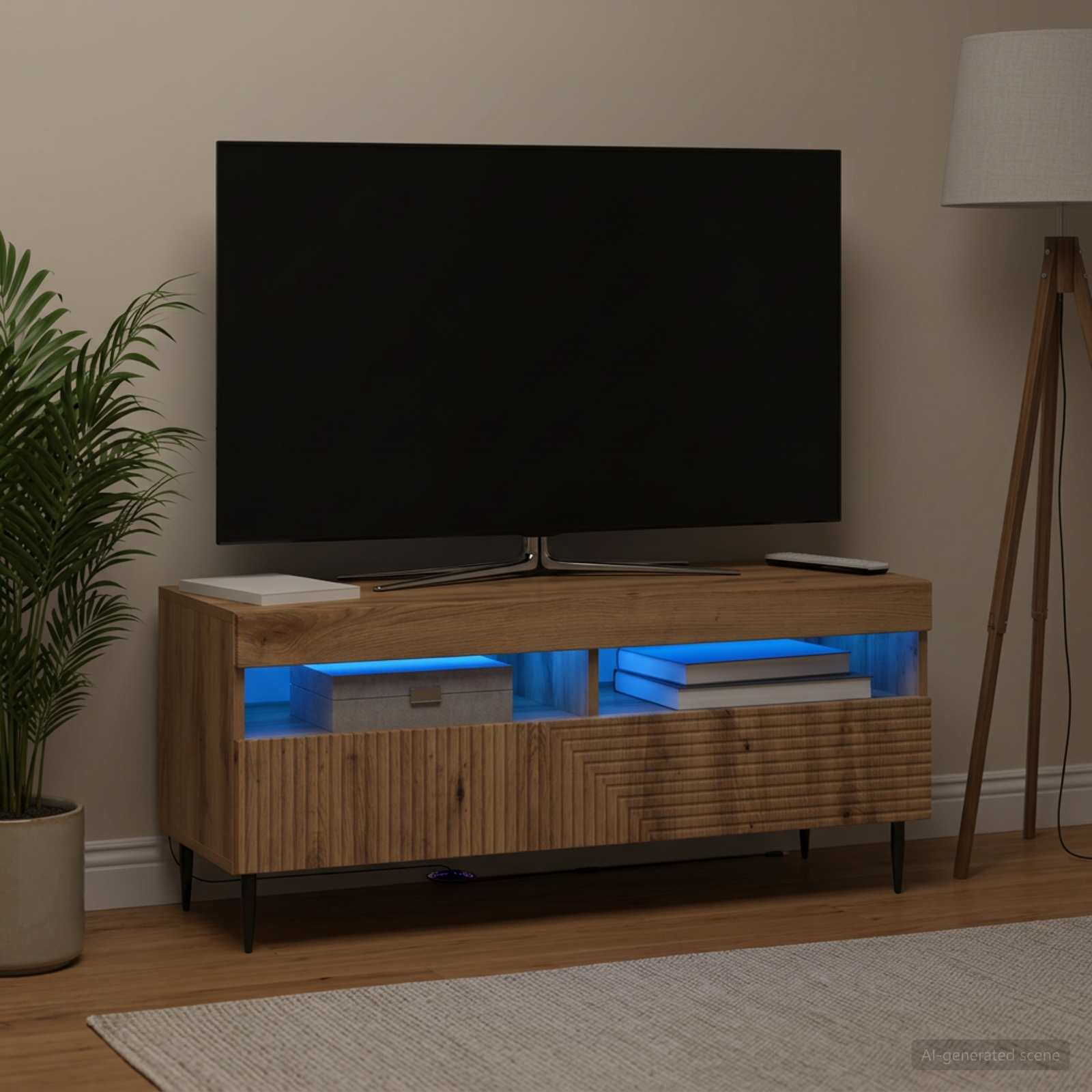 LED televizoriaus spintelė Artisano ąžuolo Apdirbta mediena