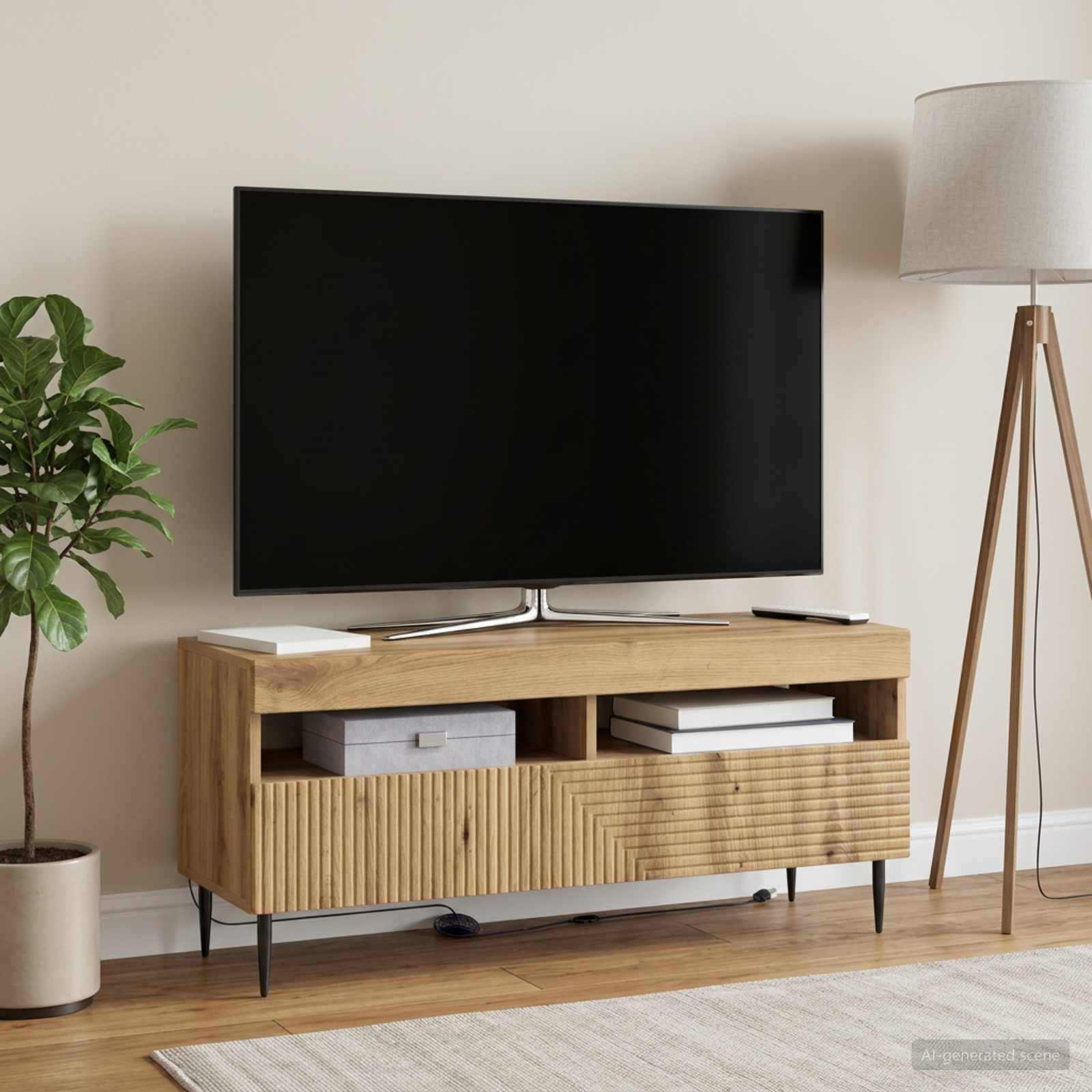 LED televizoriaus spintelė Artisano ąžuolo Apdirbta mediena