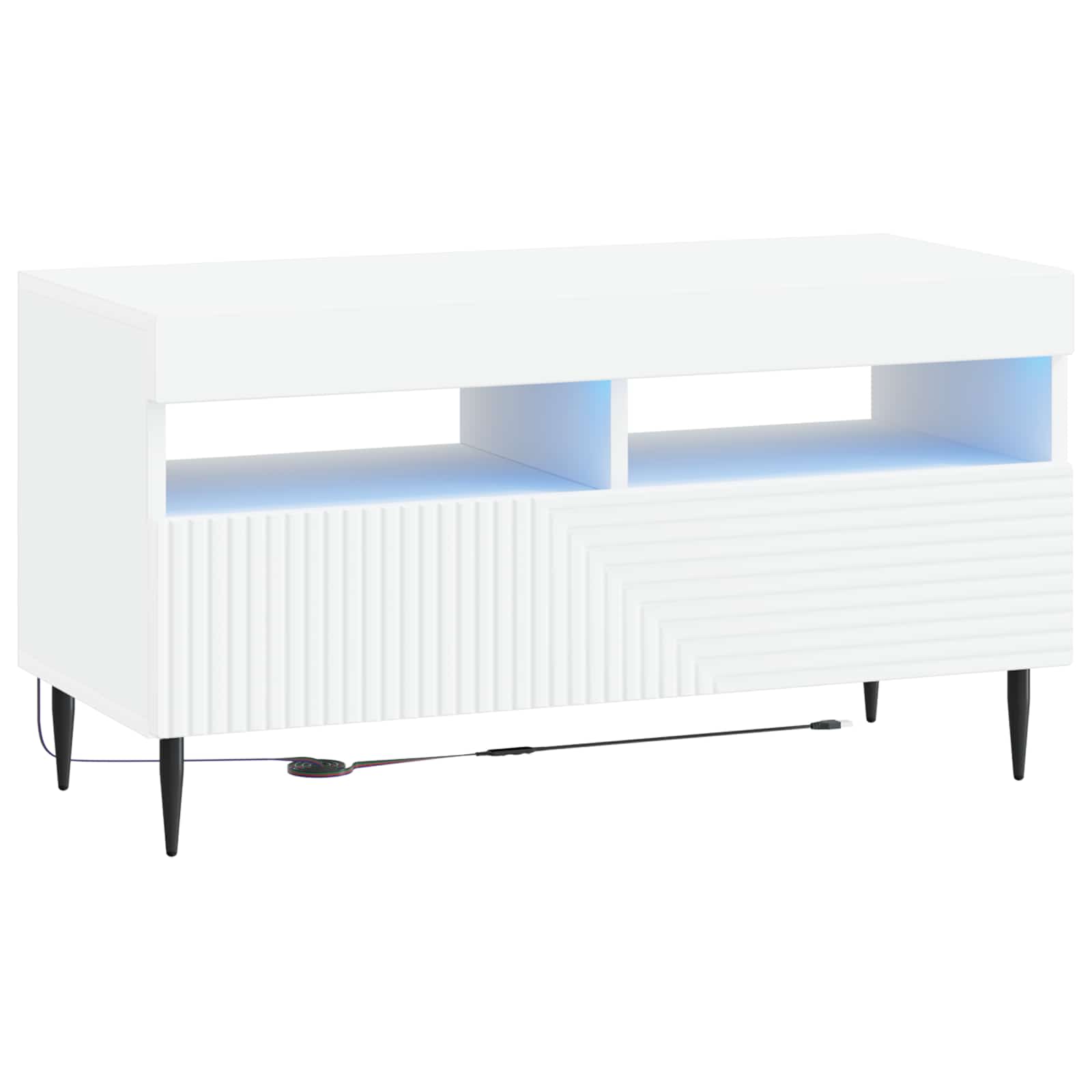 LED televizoriaus spintelė Balta Apdirbta mediena