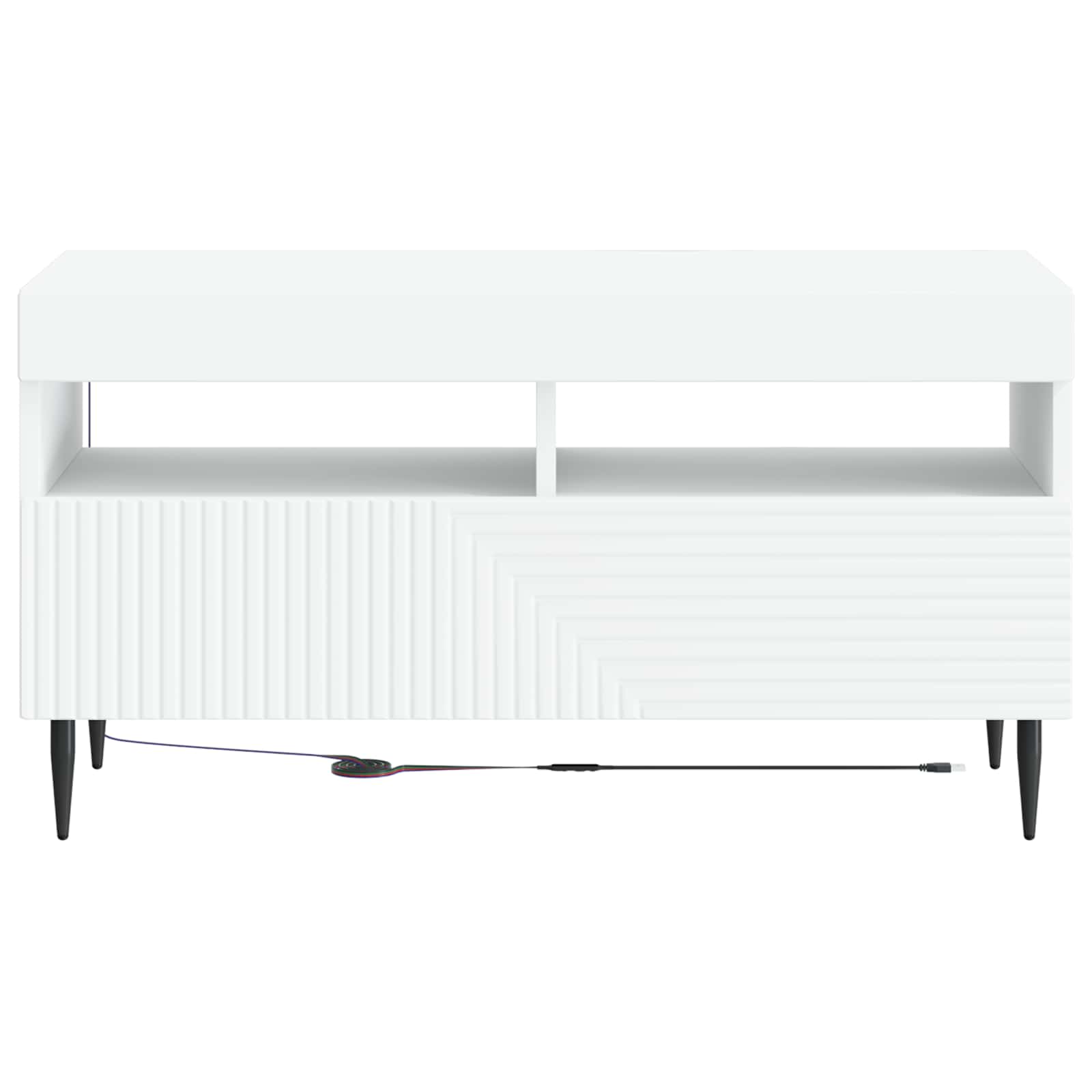 LED televizoriaus spintelė Balta Apdirbta mediena