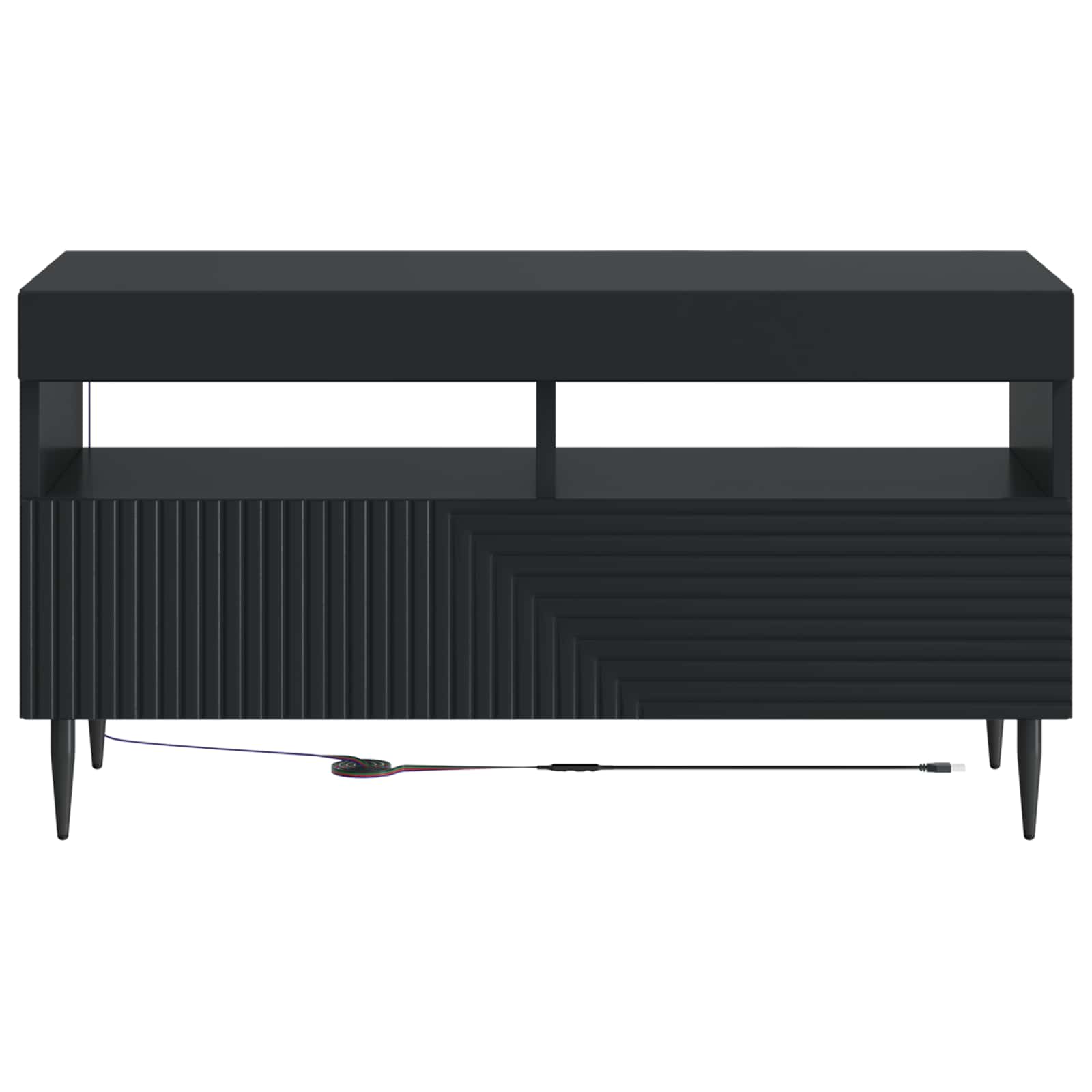 LED televizoriaus spintelė Juoda Apdirbta mediena