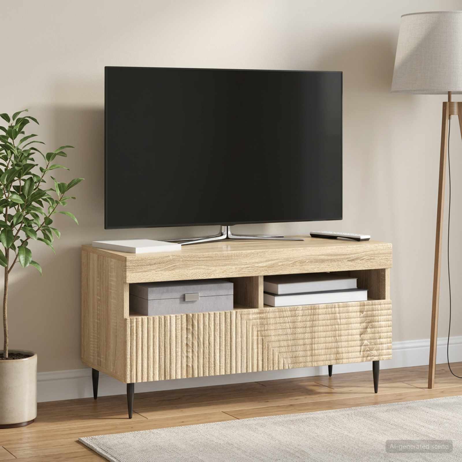 LED televizoriaus spintelė Sonoma ąžuolas Apdirbta mediena