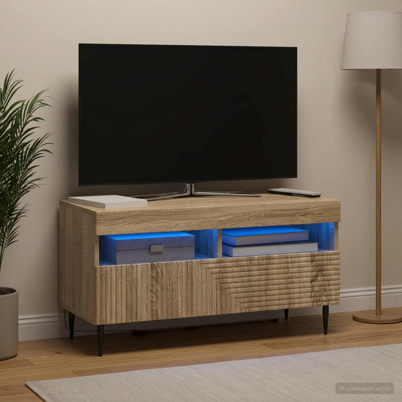 LED televizoriaus spintelė Sonoma ąžuolas Apdirbta mediena