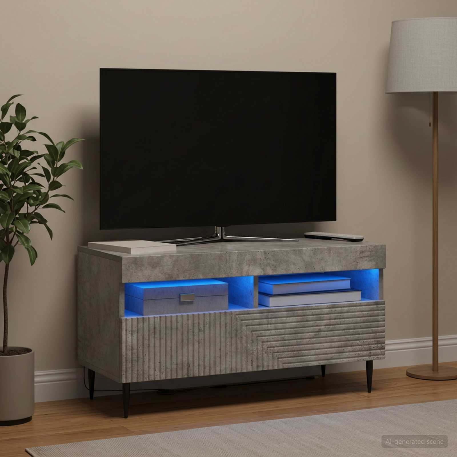 LED televizoriaus spintelė Betono pilka Apdirbta mediena