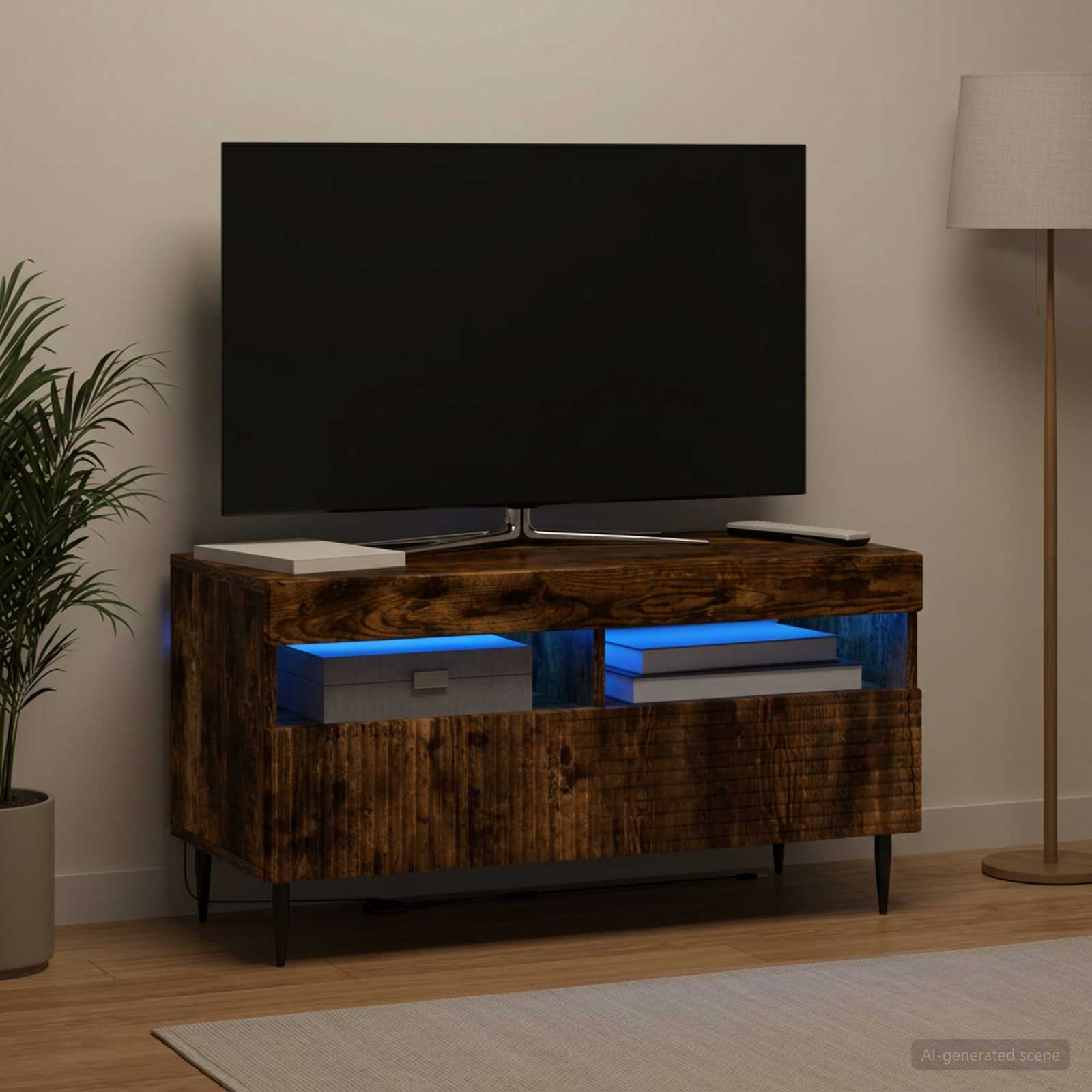 LED televizoriaus spintelė Dūminio ąžuolo Apdirbta mediena