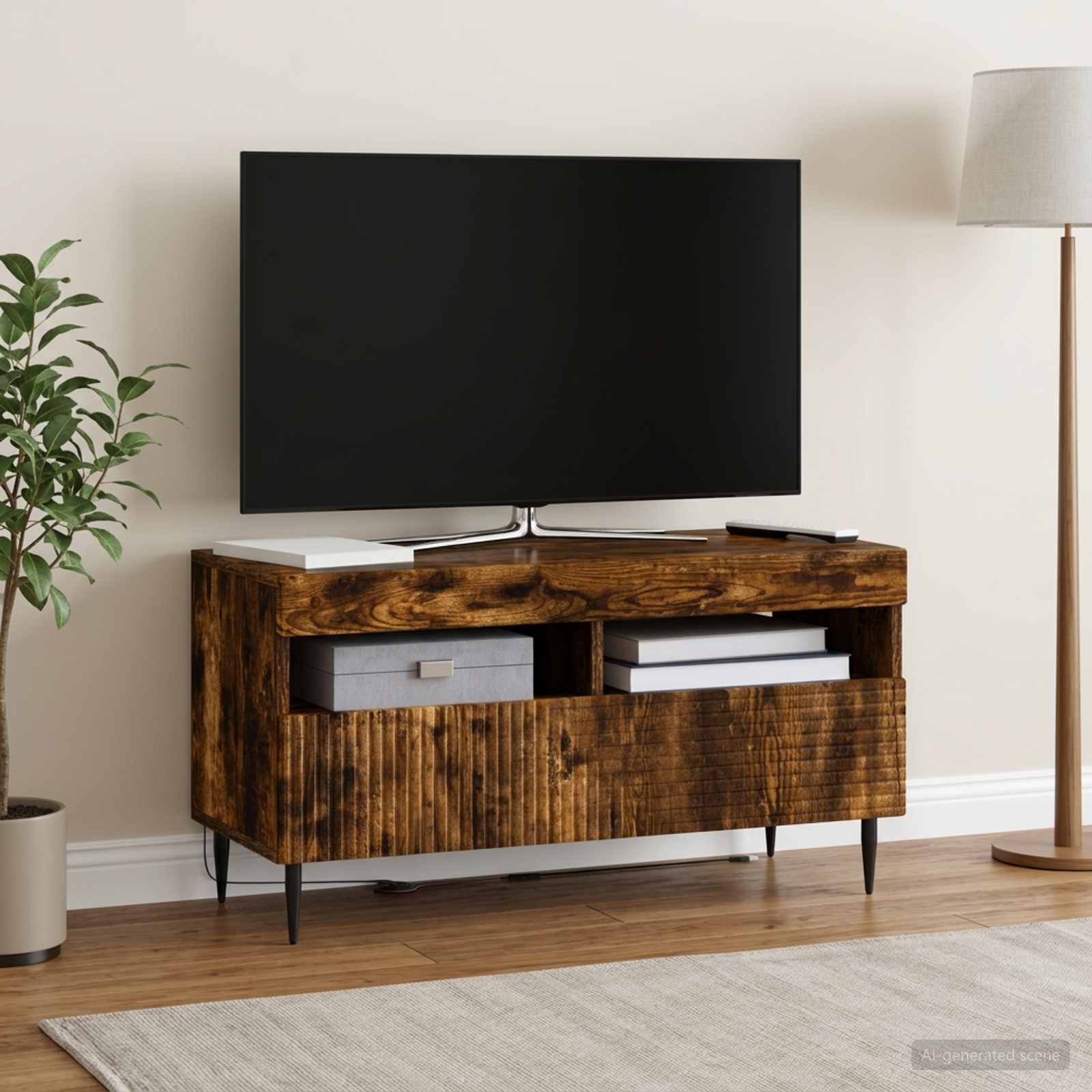 LED televizoriaus spintelė Dūminio ąžuolo Apdirbta mediena