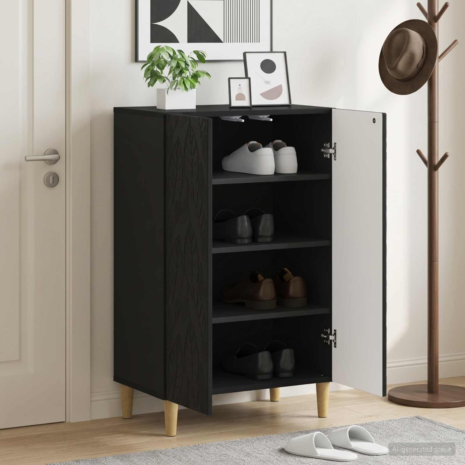 Batu skrynia DELFT 59,5 x 39,5 x 90 cm Apdirbta mediena Juoda