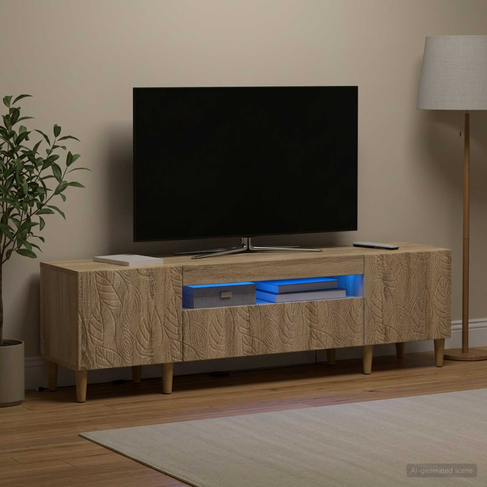 LED televizoriaus spintelė Sonoma ąžuolas Apdirbta mediena