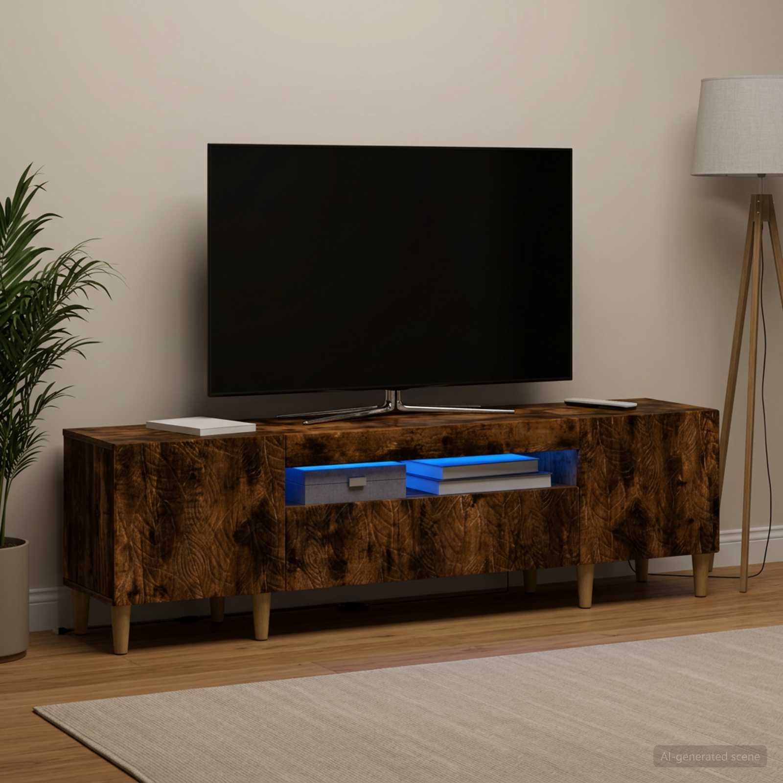 LED televizoriaus spintelė Dūminio ąžuolo Apdirbta mediena