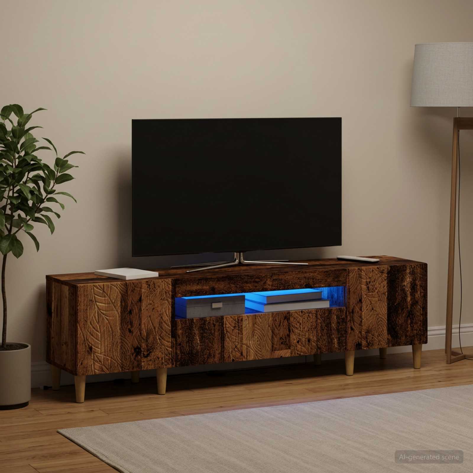 LED televizoriaus spintelė Sendintos medienos Apdirbta mediena
