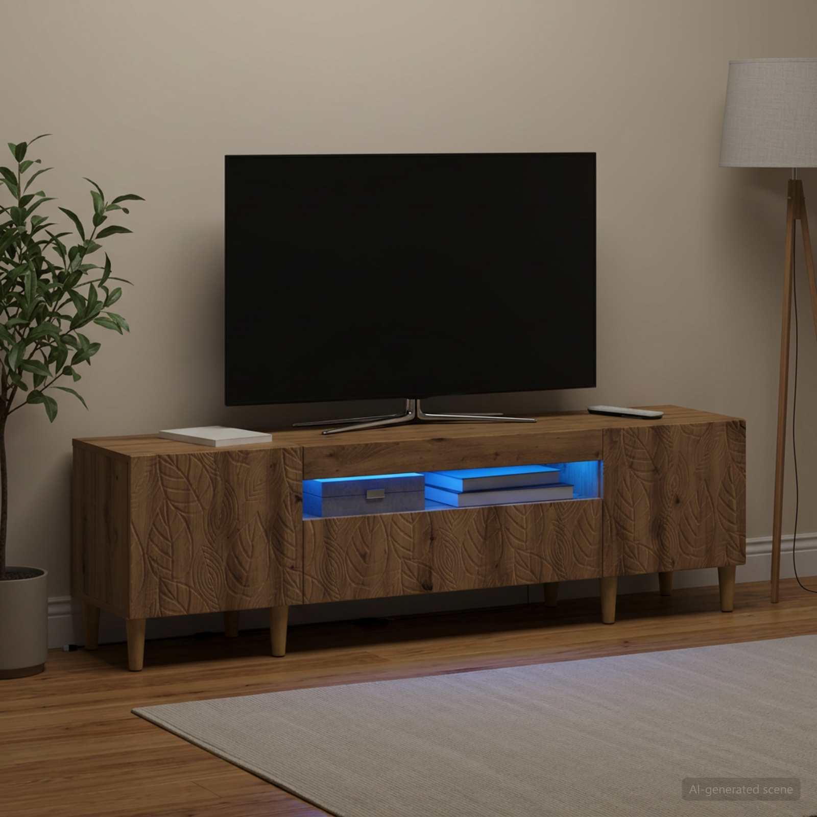 LED televizoriaus spintelė Artisano ąžuolo Apdirbta mediena