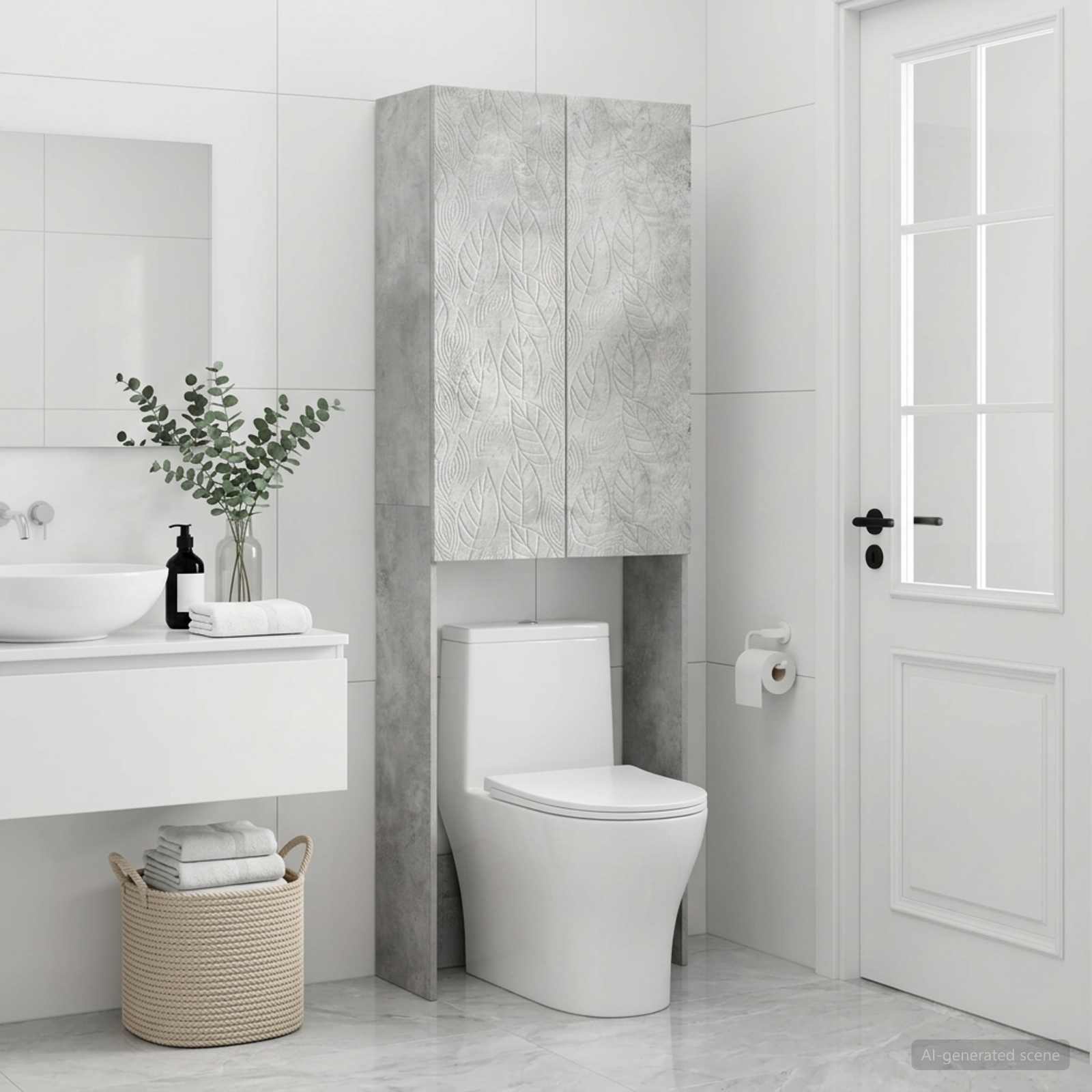 Tualeto spintelė DELFT Betono pilka 66 x 25,5 x 190 cm
