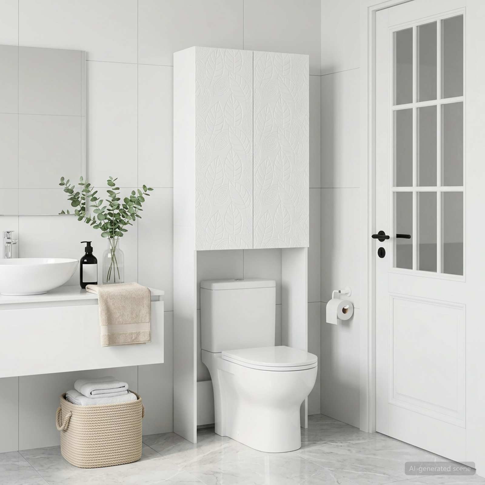 Tualeto spintelė DELFT Itin blizgi balta 66 x 25,5 x 190 cm