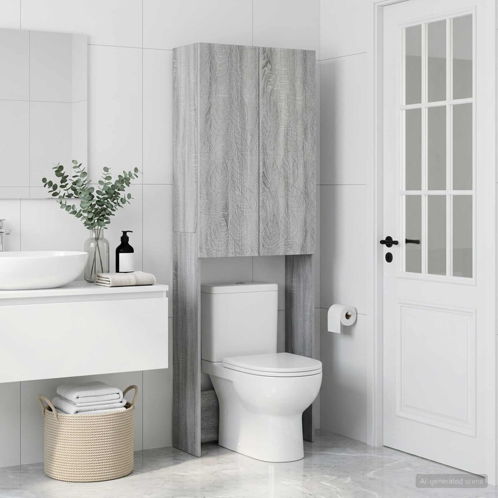 Tualeto spintelė DELFT Pilka Sonoma 66 x 25,5 x 190 cm