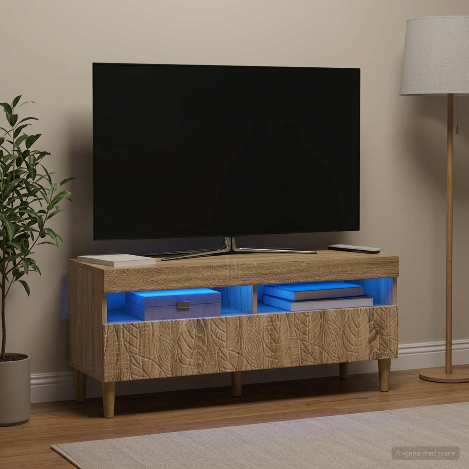 LED televizoriaus spintelė Sonoma ąžuolas Apdirbta mediena