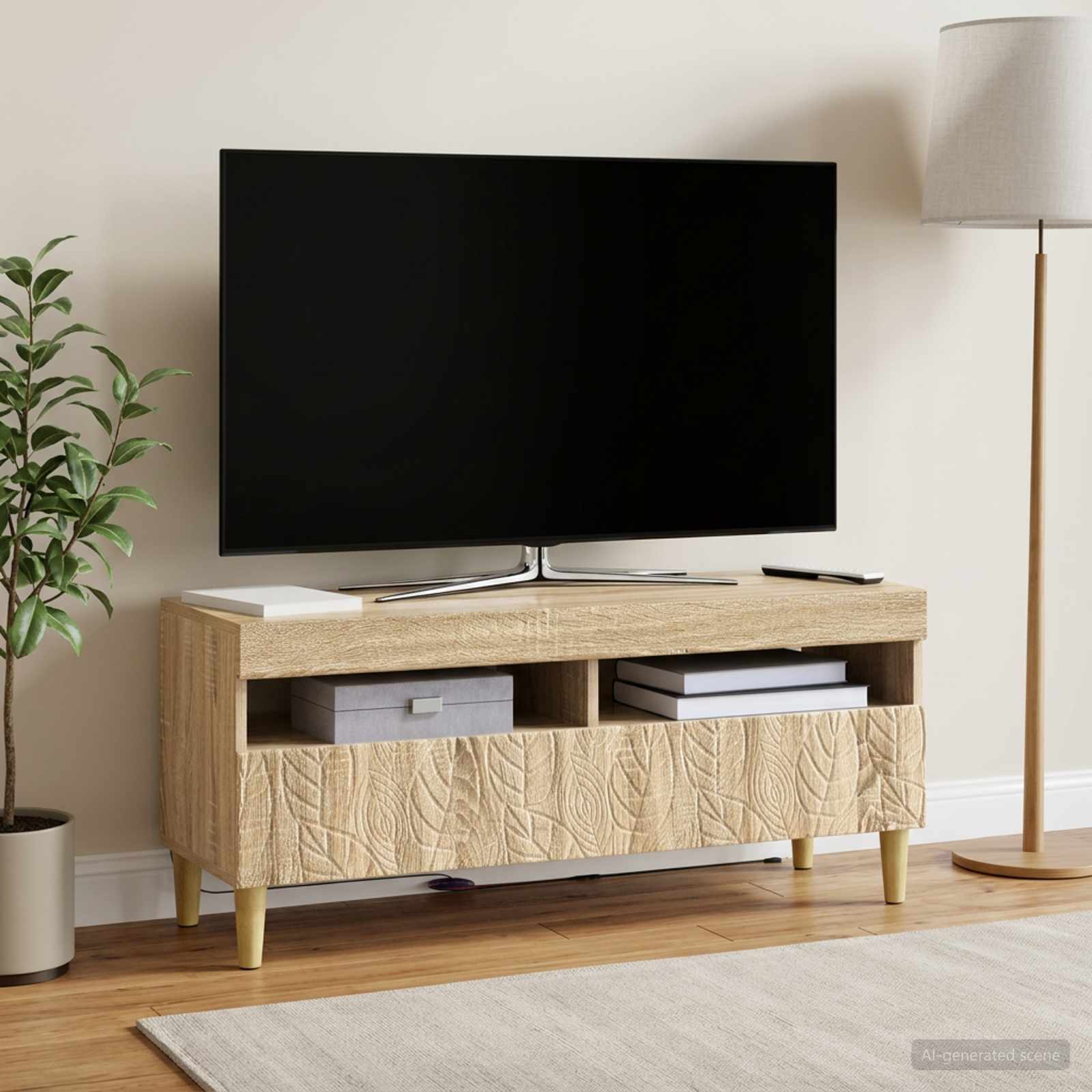 LED televizoriaus spintelė Sonoma ąžuolas Apdirbta mediena