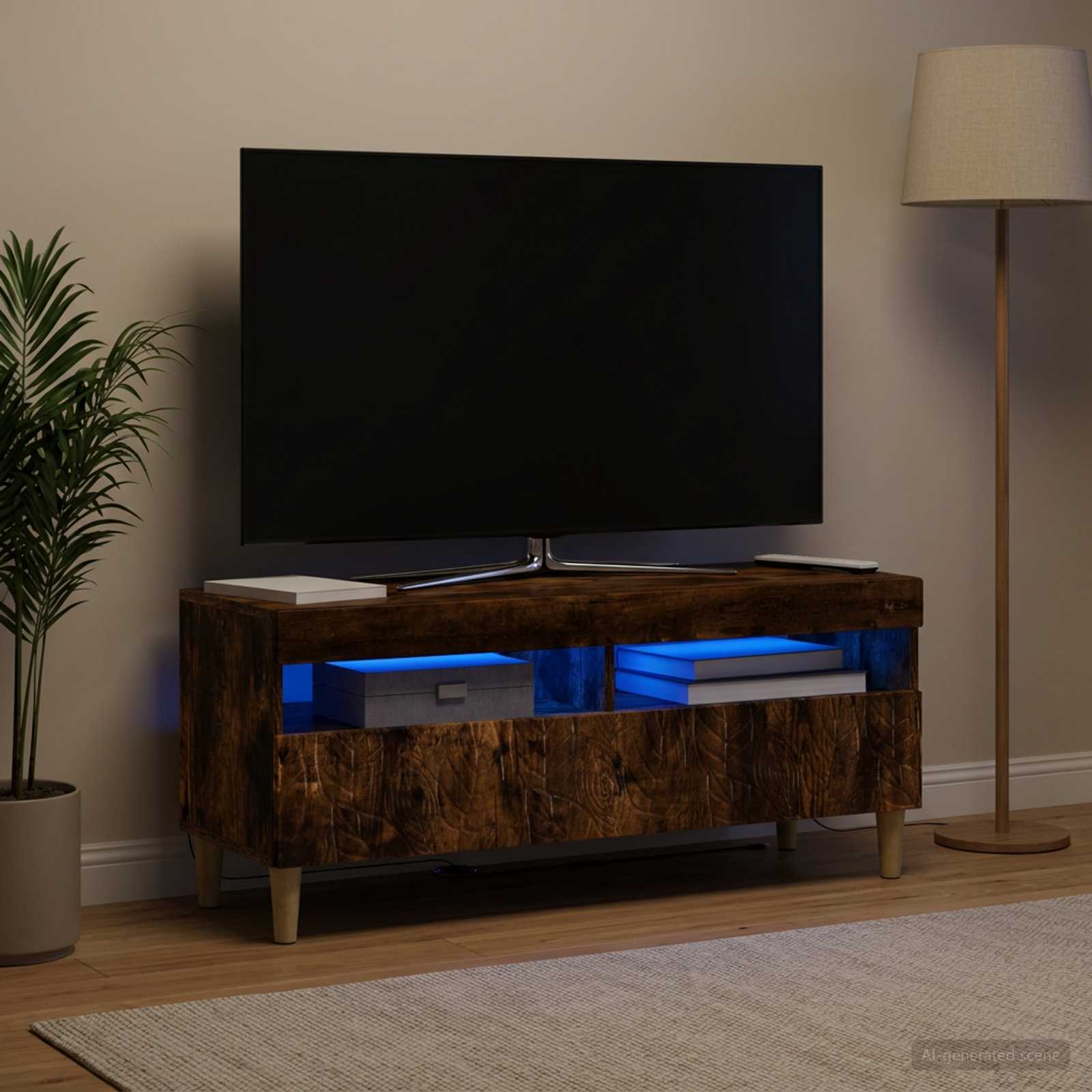 LED televizoriaus spintelė Dūminio ąžuolo Apdirbta mediena
