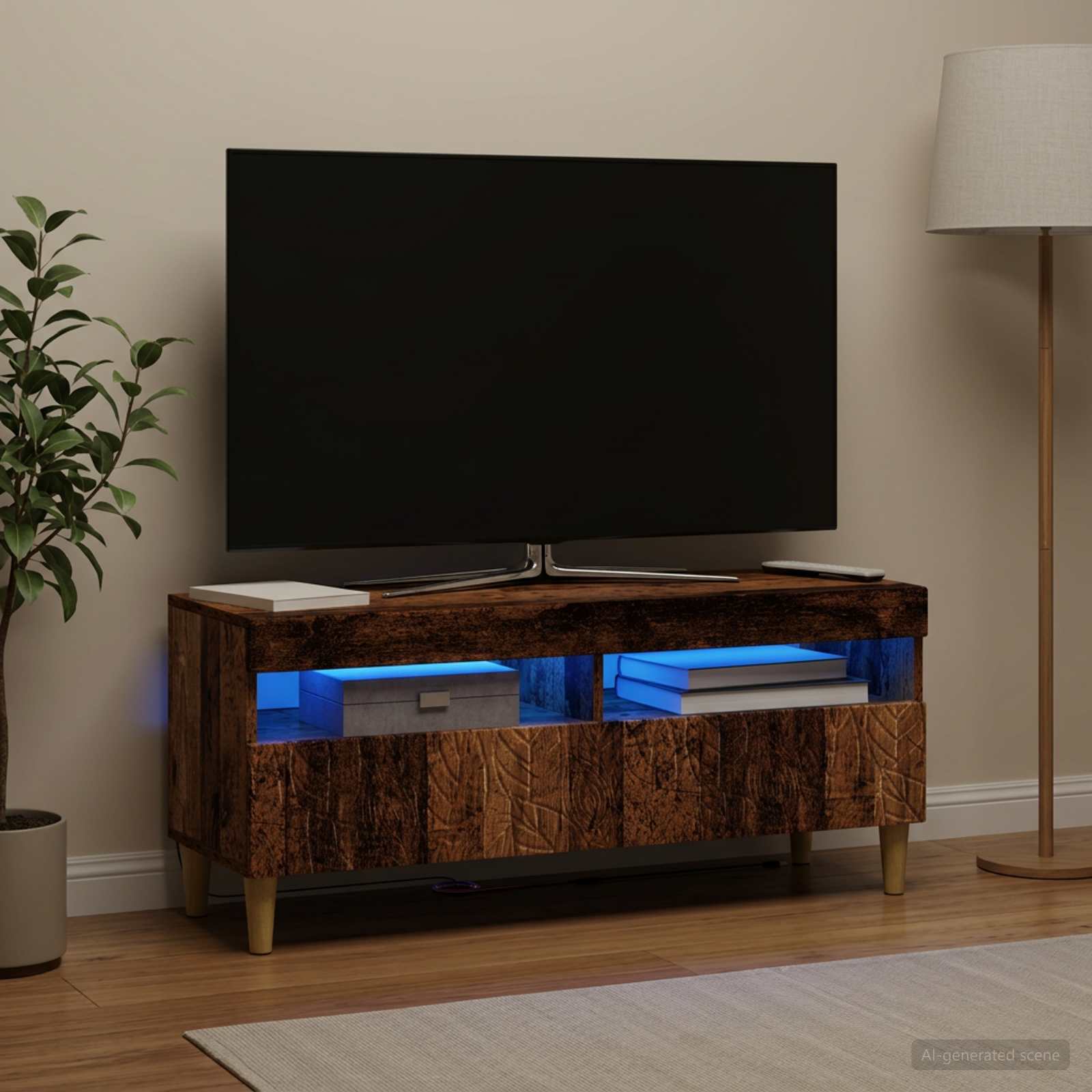 LED televizoriaus spintelė Sendintos medienos Apdirbta mediena