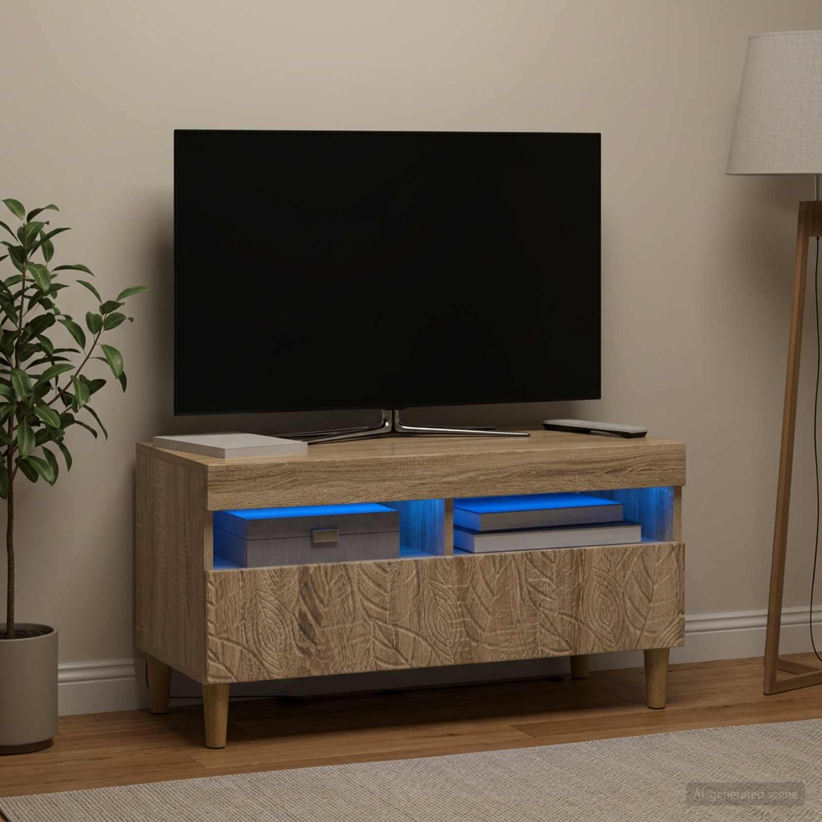 LED televizoriaus spintelė Sonoma ąžuolas Apdirbta mediena