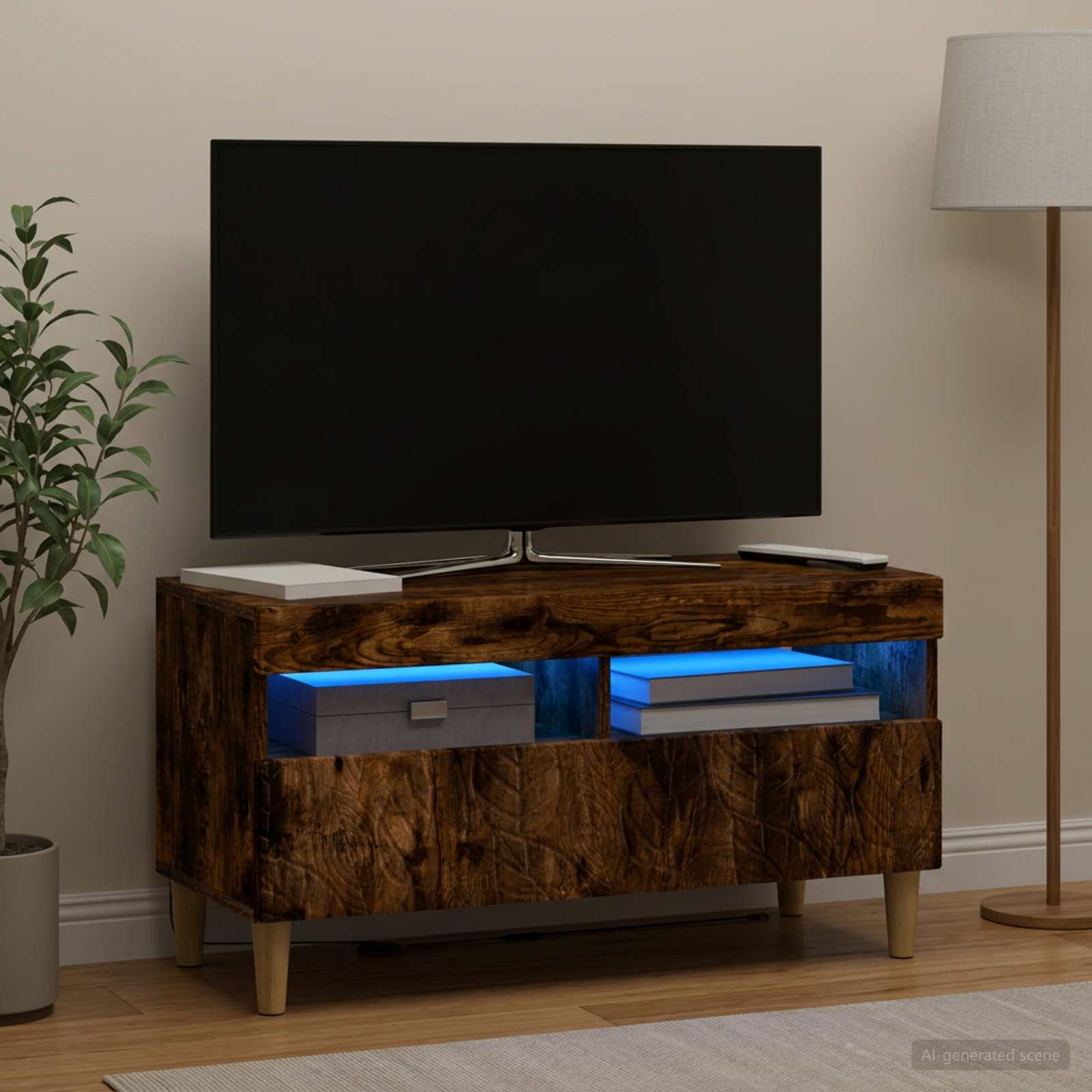 LED televizoriaus spintelė Dūminio ąžuolo Apdirbta mediena
