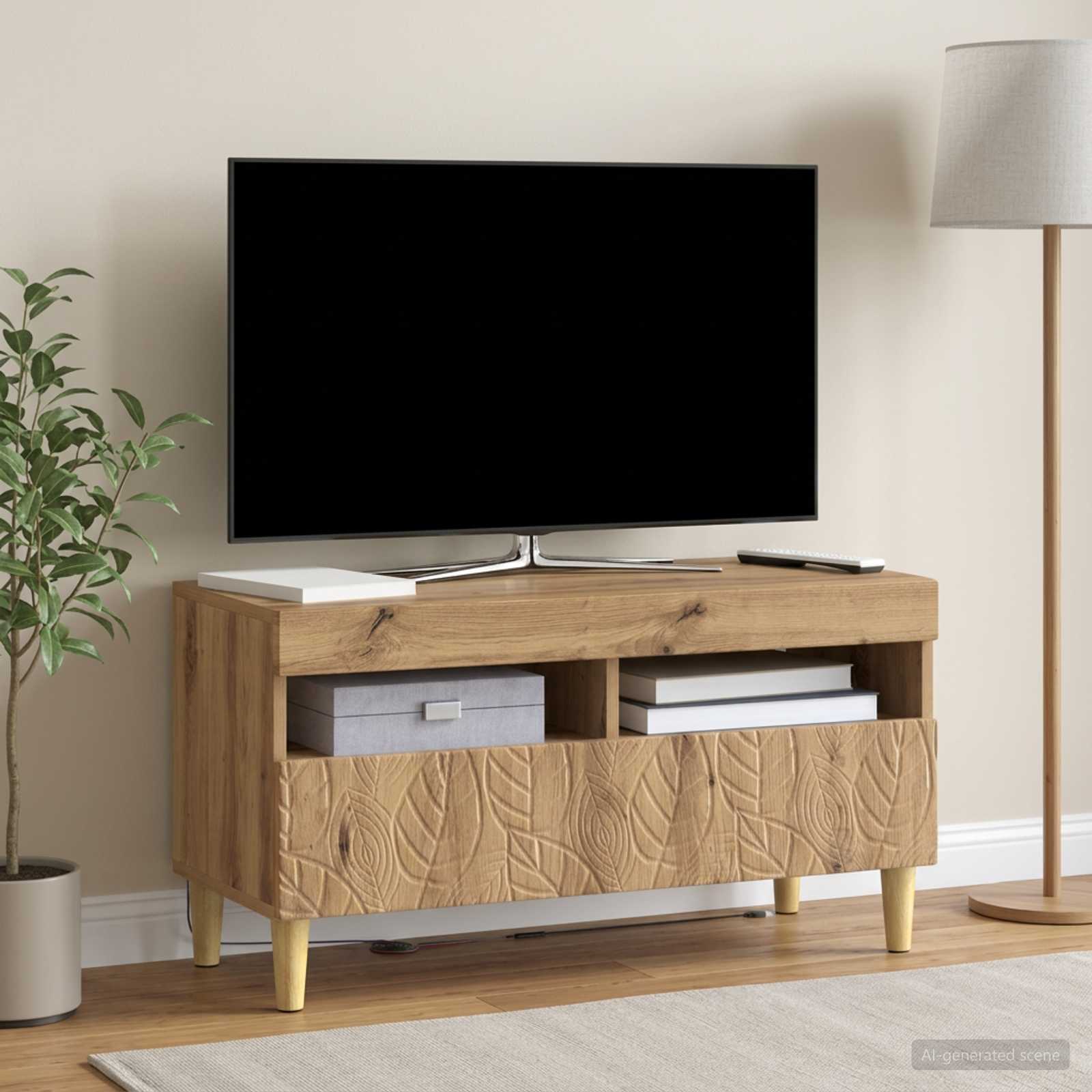 LED televizoriaus spintelė Artisano ąžuolo Apdirbta mediena