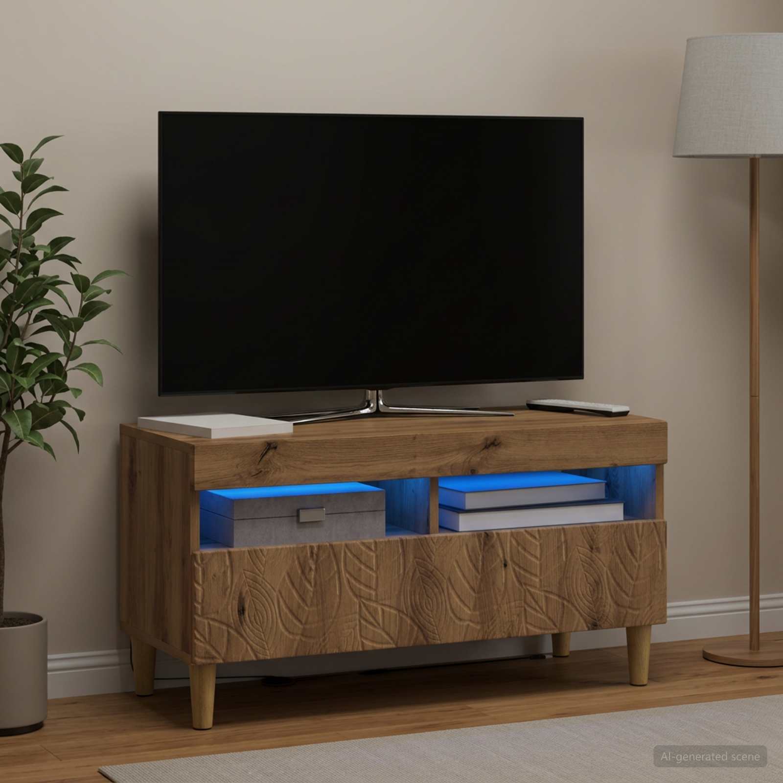 LED televizoriaus spintelė Artisano ąžuolo Apdirbta mediena