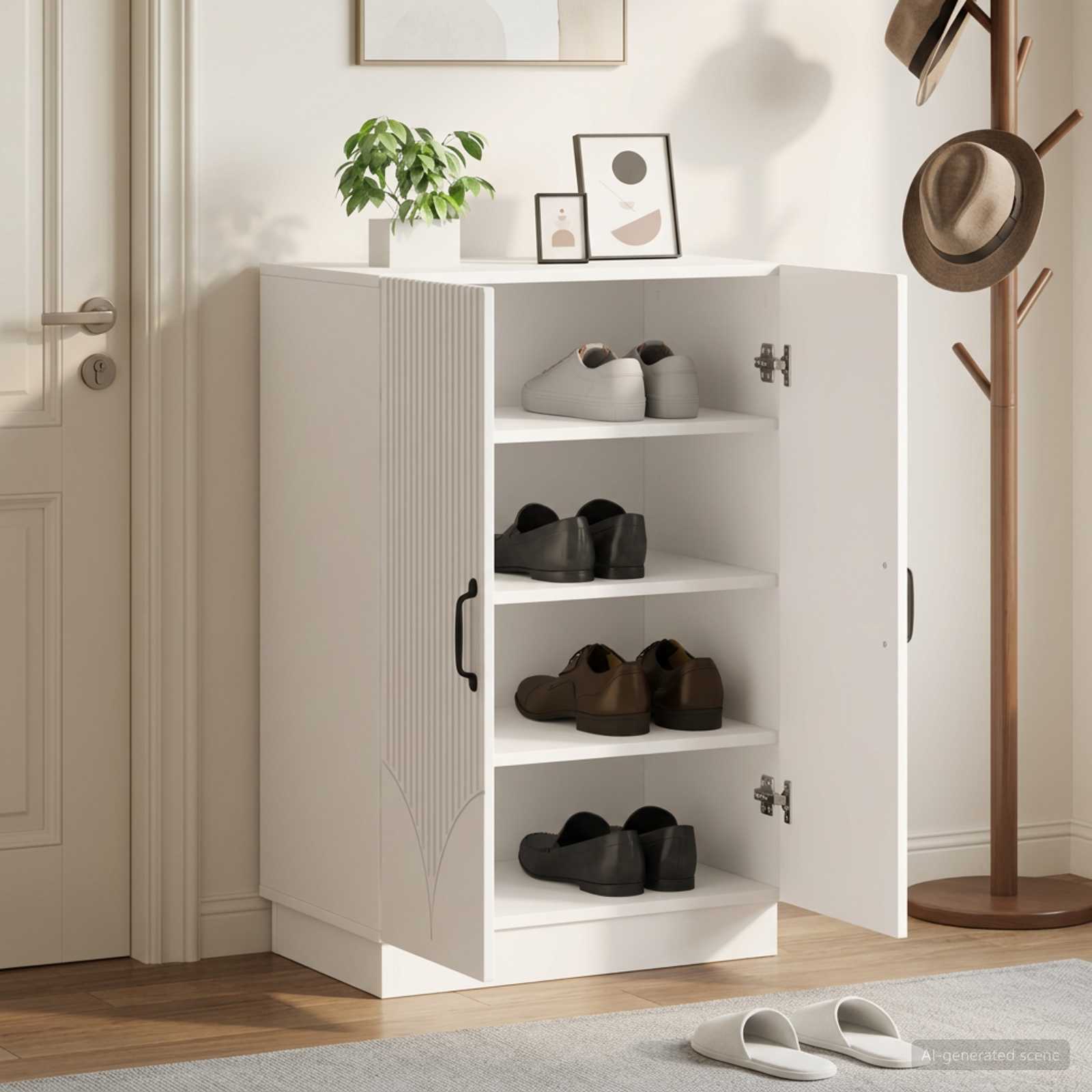 Batu skrynia HOORN 59,5 x 39,5 x 87 cm Apdirbta mediena Balta