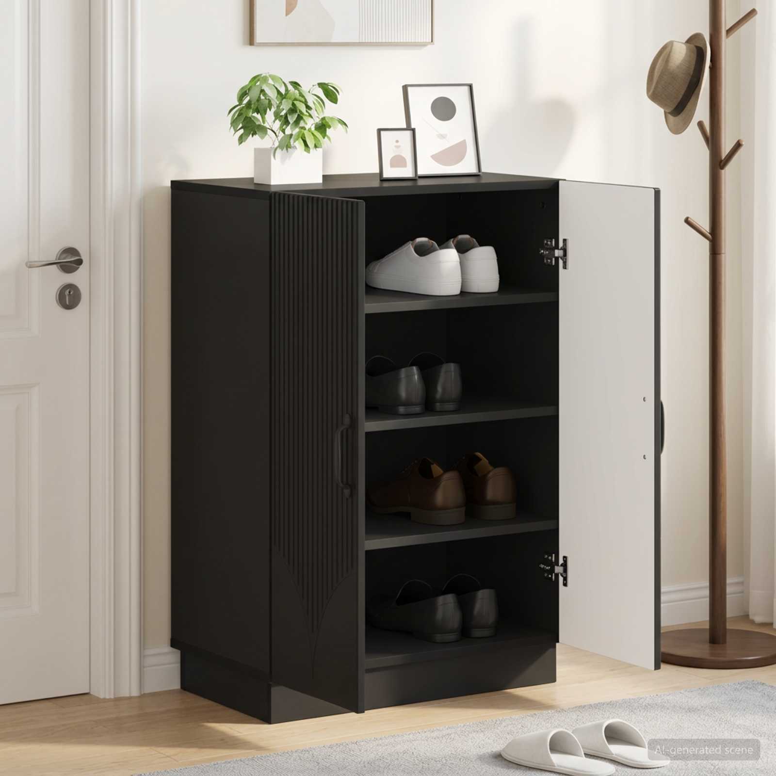 Batu skrynia HOORN 59,5 x 39,5 x 87 cm Apdirbta mediena Juoda