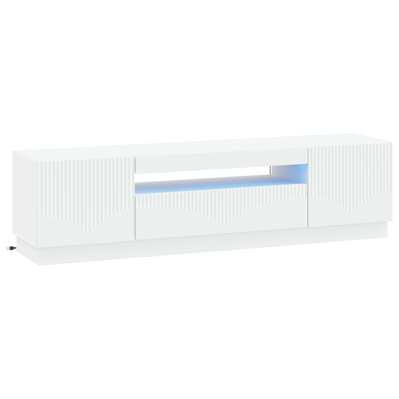LED televizoriaus spintelė Balta Apdirbta mediena