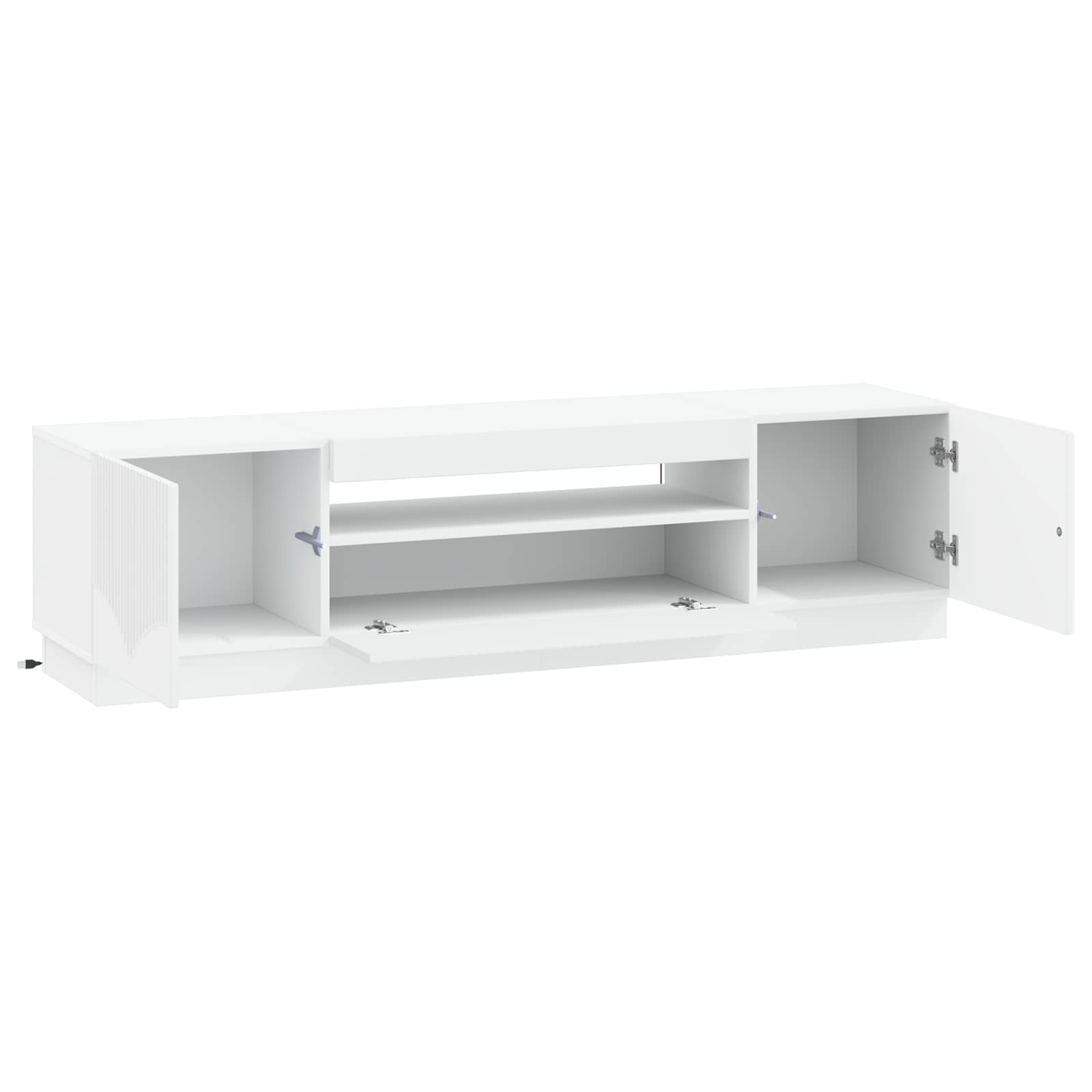 LED televizoriaus spintelė Balta Apdirbta mediena