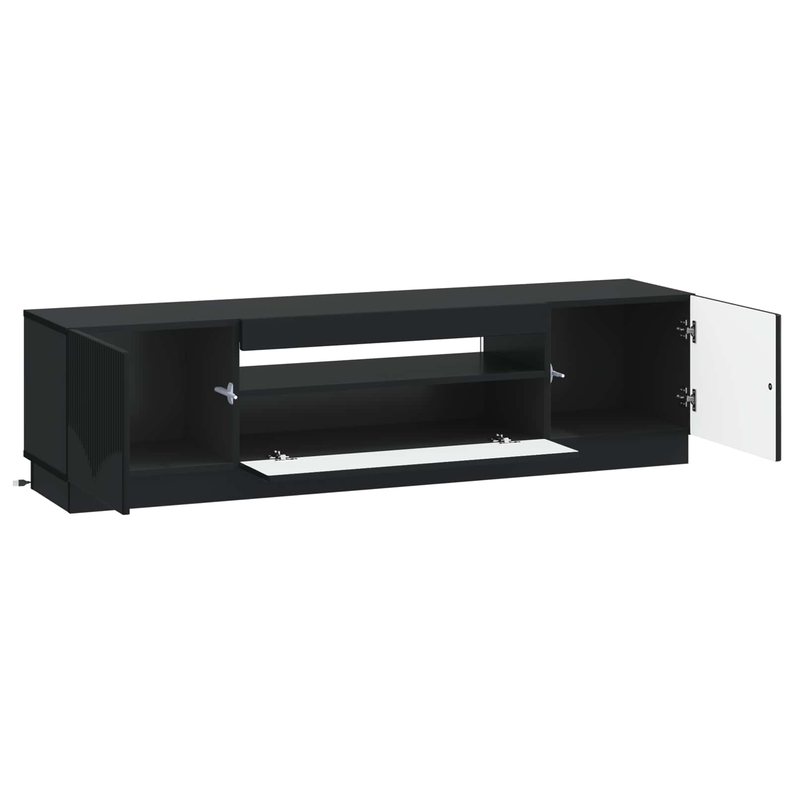 LED televizoriaus spintelė Juoda Apdirbta mediena