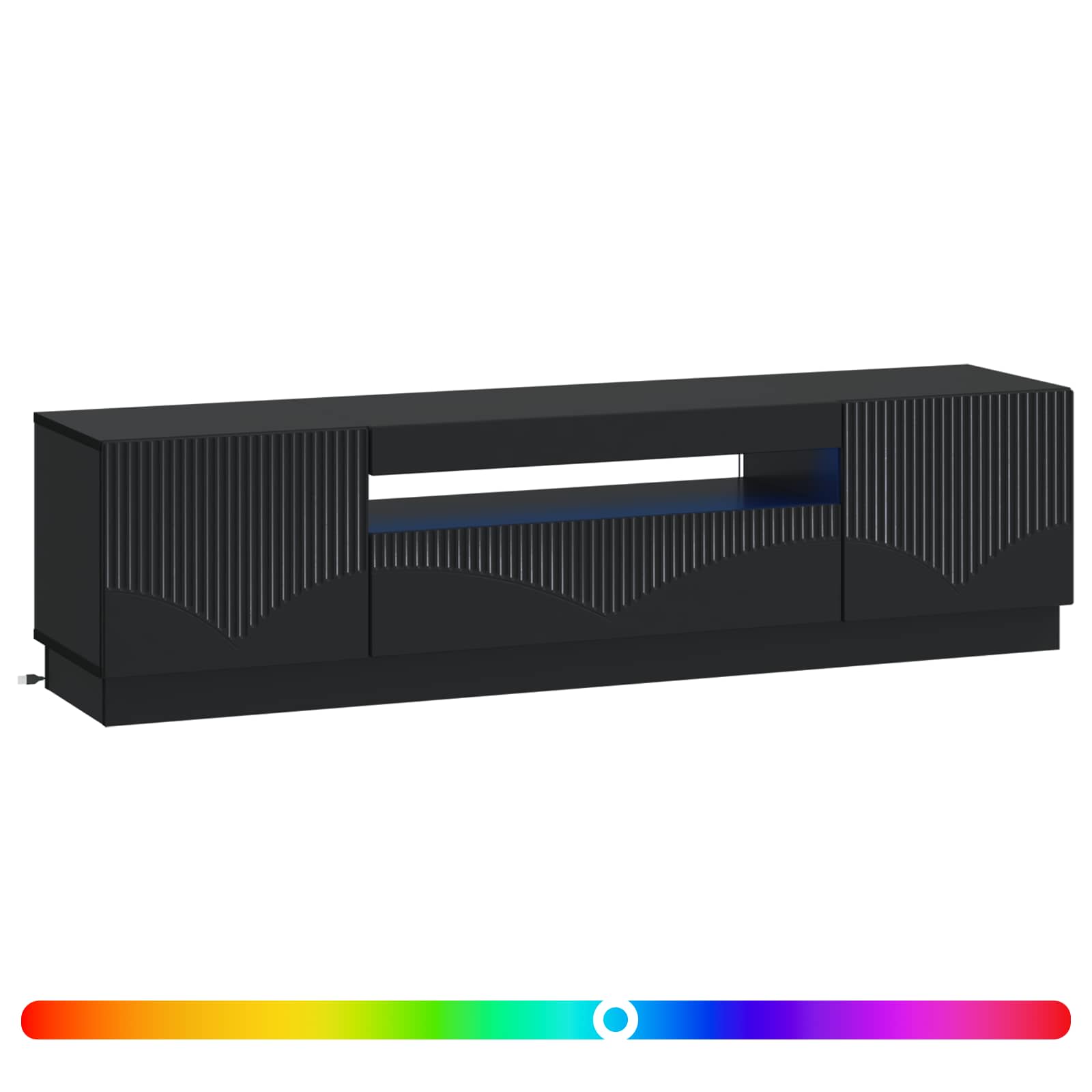 LED televizoriaus spintelė Juoda Apdirbta mediena