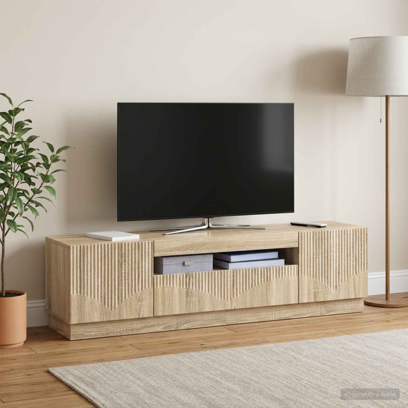 LED televizoriaus spintelė Sonoma ąžuolas Apdirbta mediena