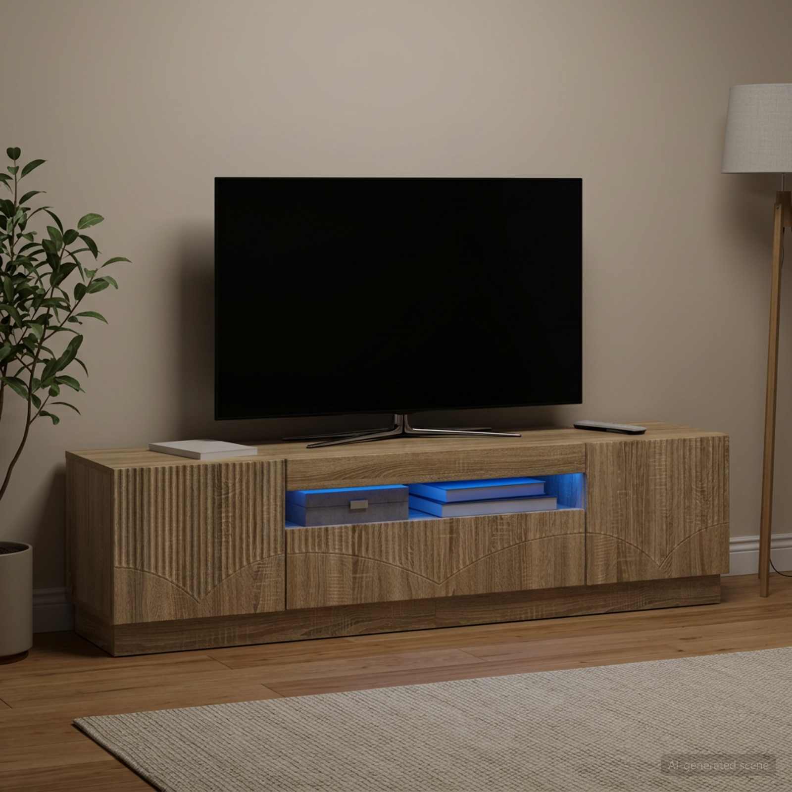 LED televizoriaus spintelė Sonoma ąžuolas Apdirbta mediena