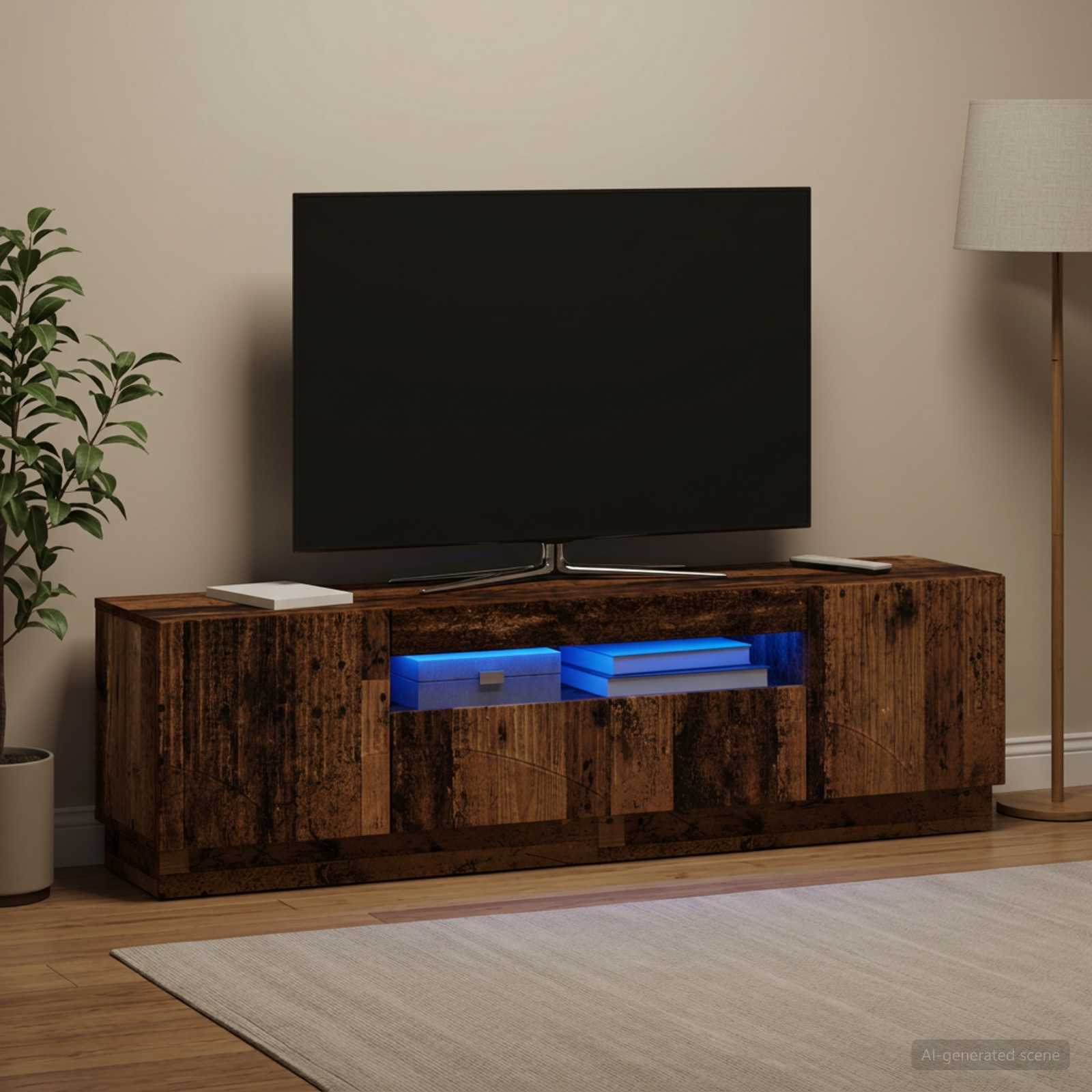 LED televizoriaus spintelė Sendintos medienos Apdirbta mediena