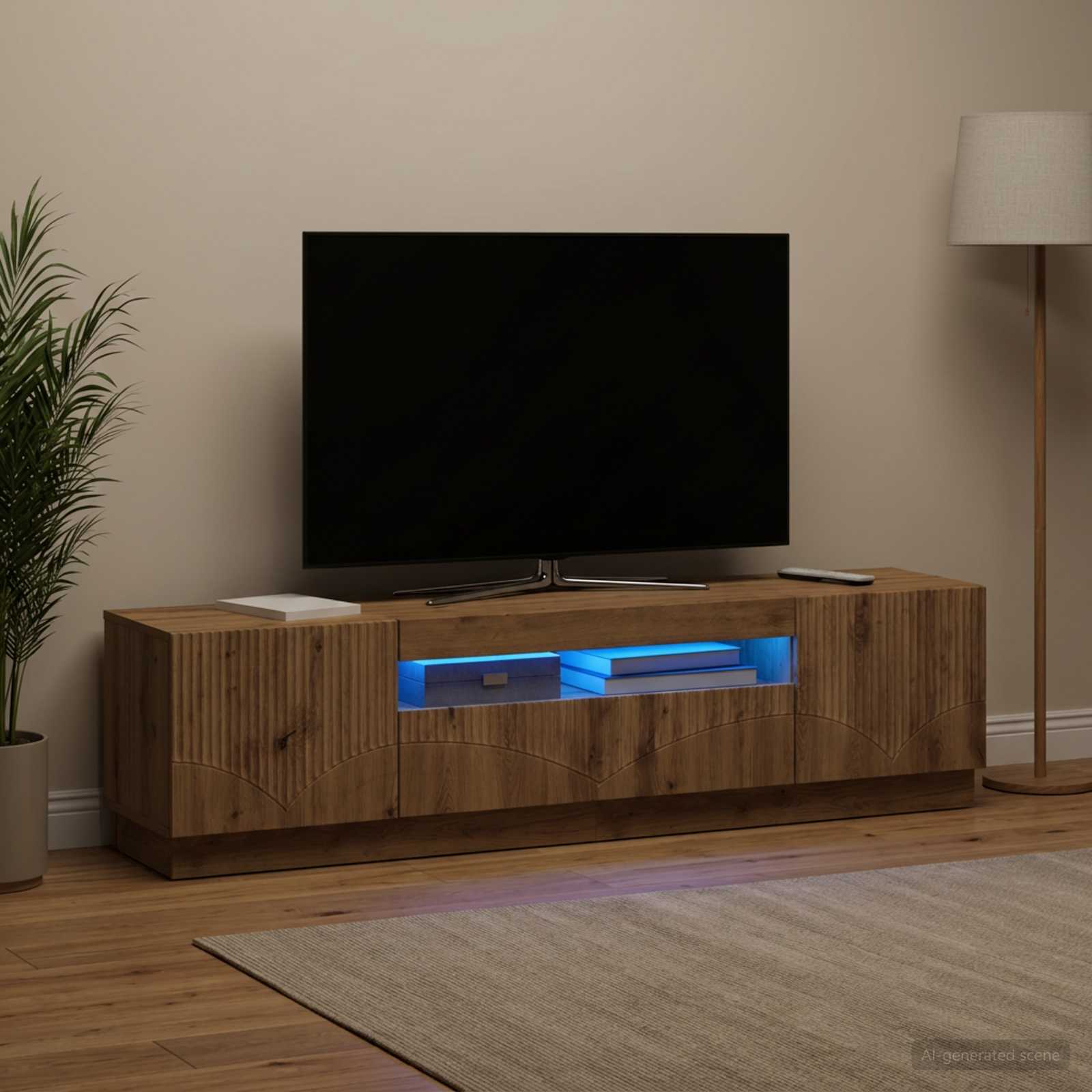 LED televizoriaus spintelė Artisano ąžuolo Apdirbta mediena
