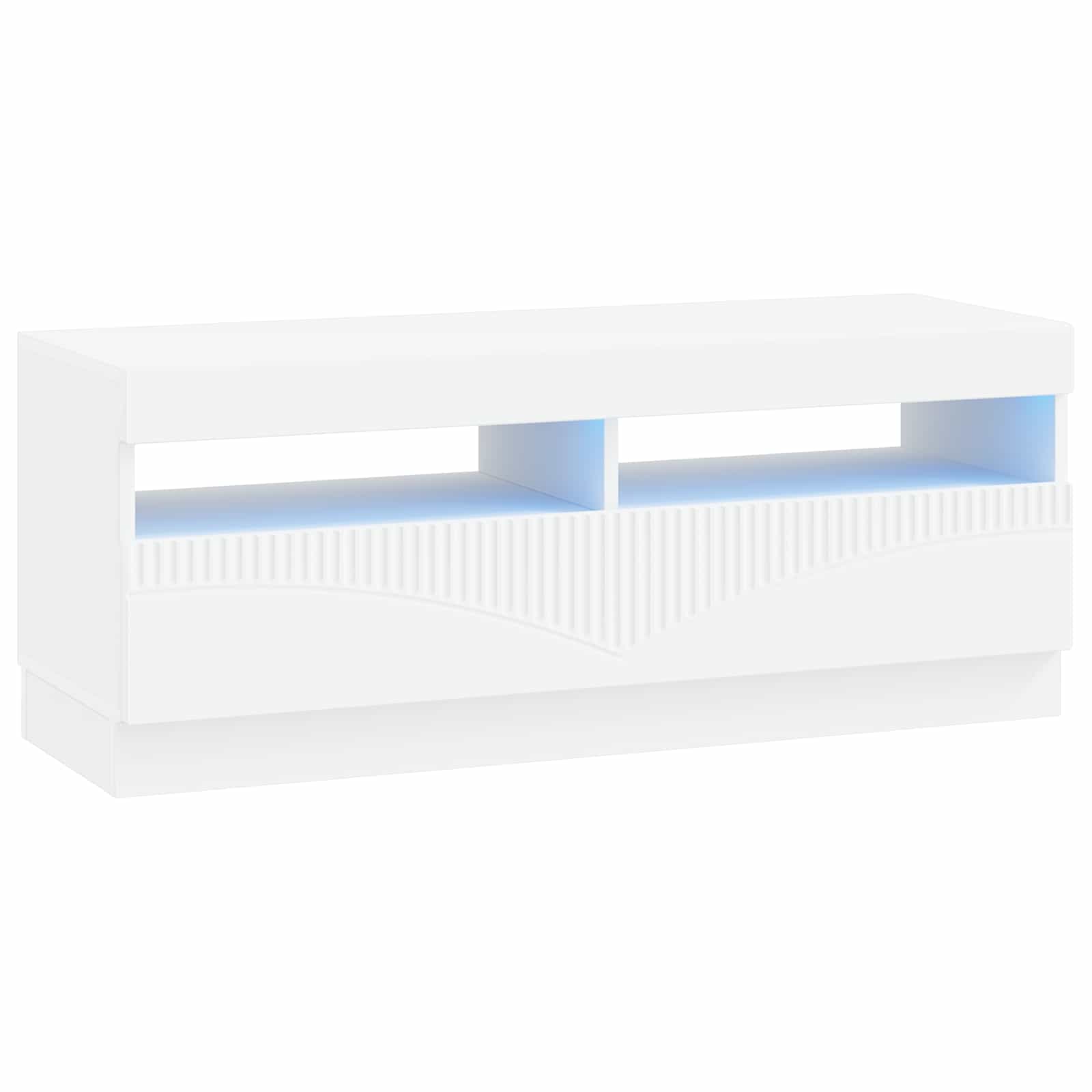 LED televizoriaus spintelė Balta Apdirbta mediena
