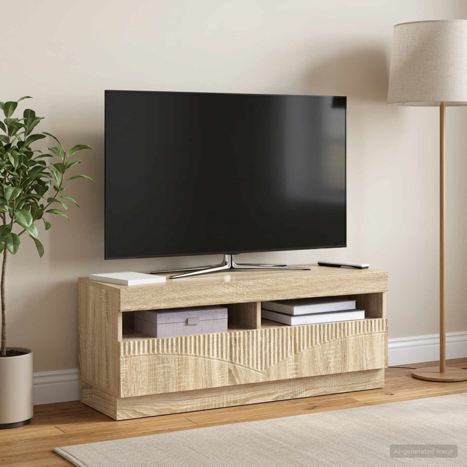 LED televizoriaus spintelė Sonoma ąžuolas Apdirbta mediena