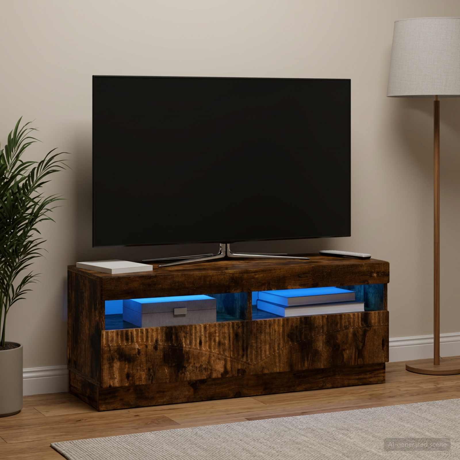 LED televizoriaus spintelė Dūminio ąžuolo Apdirbta mediena