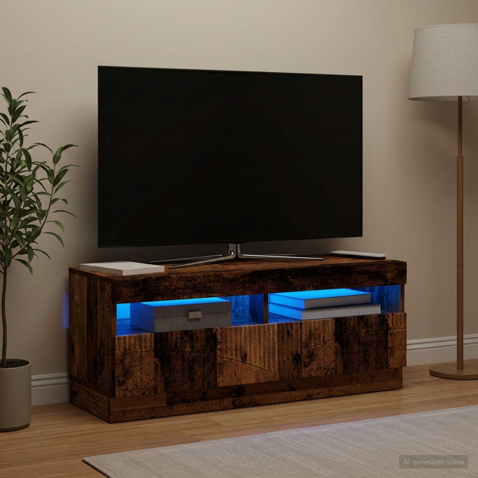 LED televizoriaus spintelė Sendintos medienos Apdirbta mediena