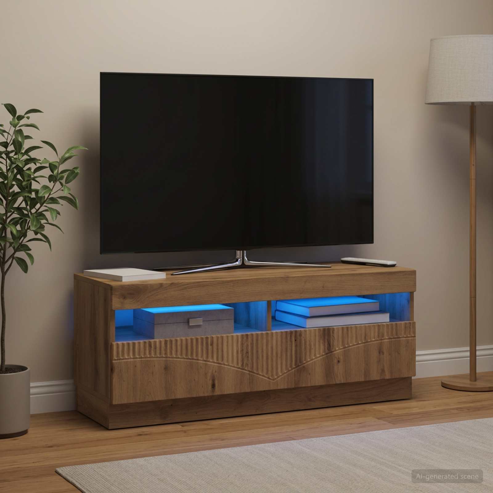 LED televizoriaus spintelė Artisano ąžuolo Apdirbta mediena