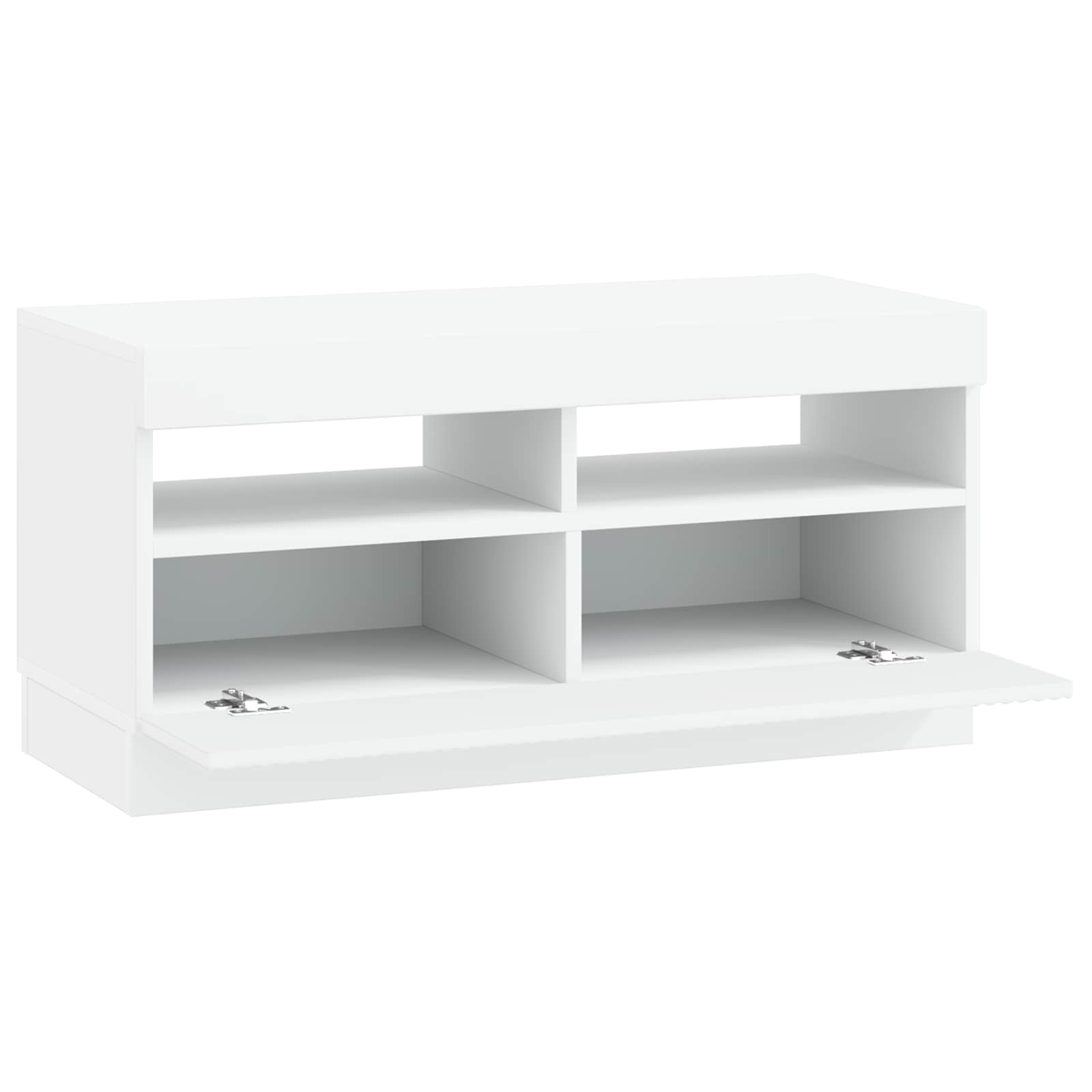 LED televizoriaus spintelė Balta Apdirbta mediena