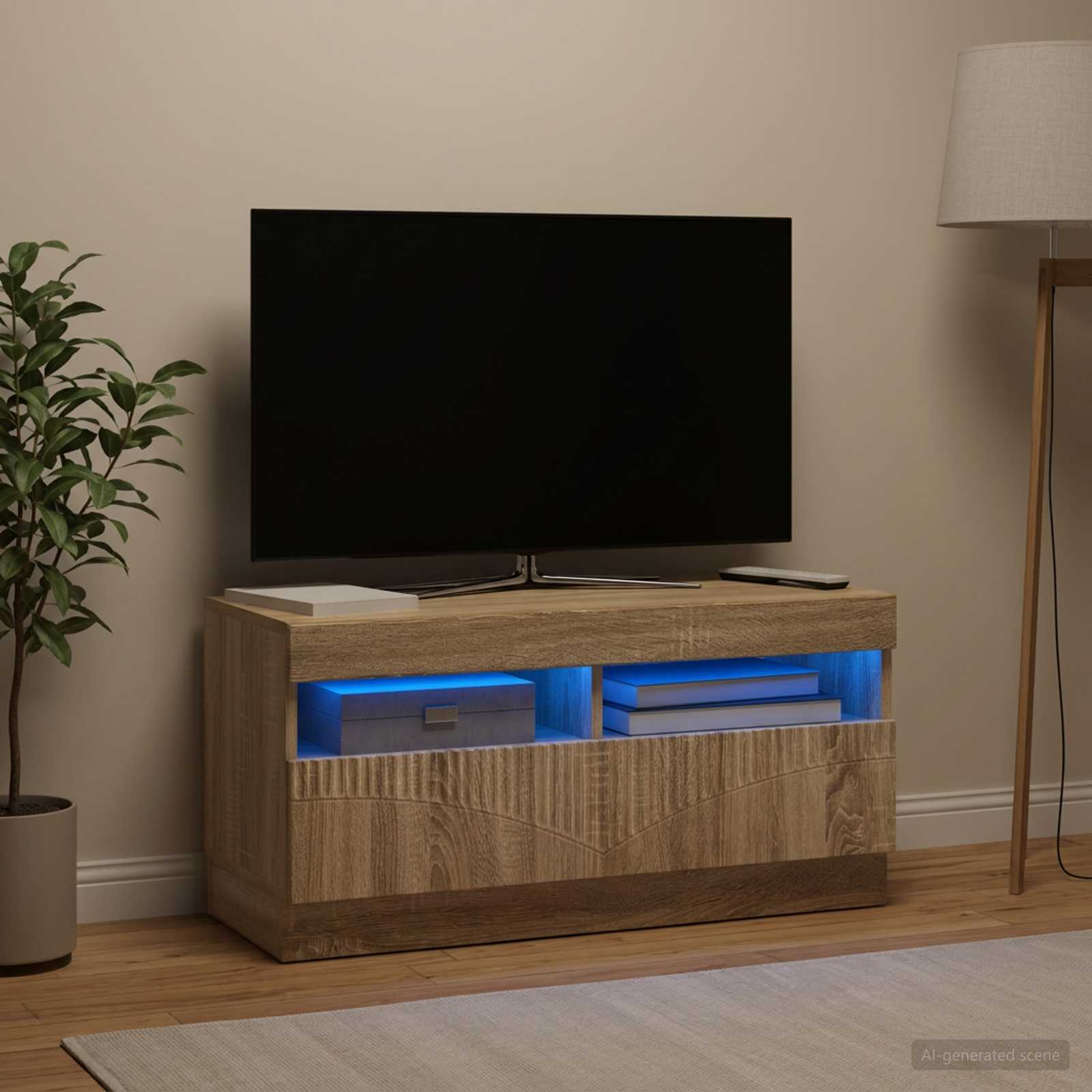 LED televizoriaus spintelė Sonoma ąžuolas Apdirbta mediena