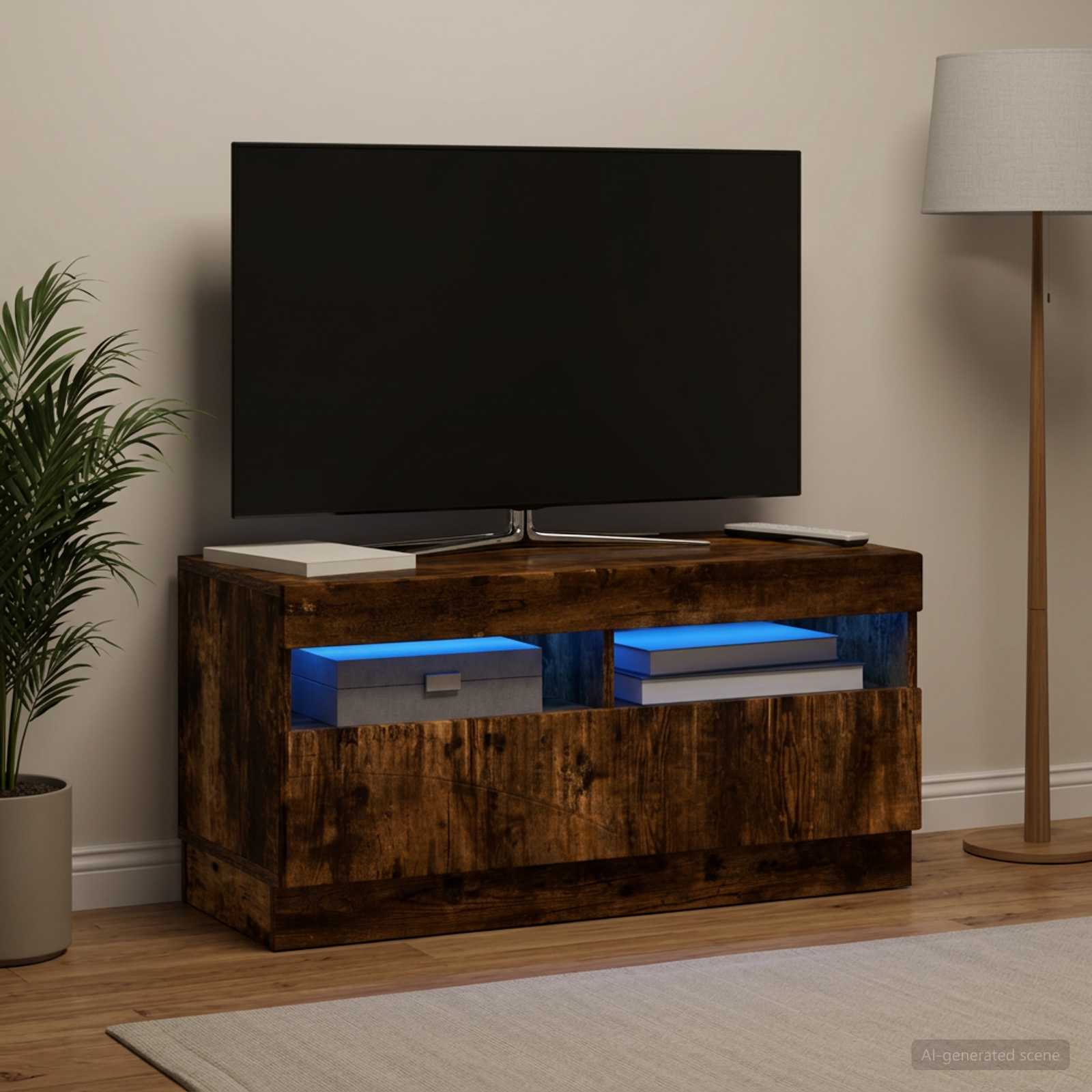LED televizoriaus spintelė Dūminio ąžuolo Apdirbta mediena