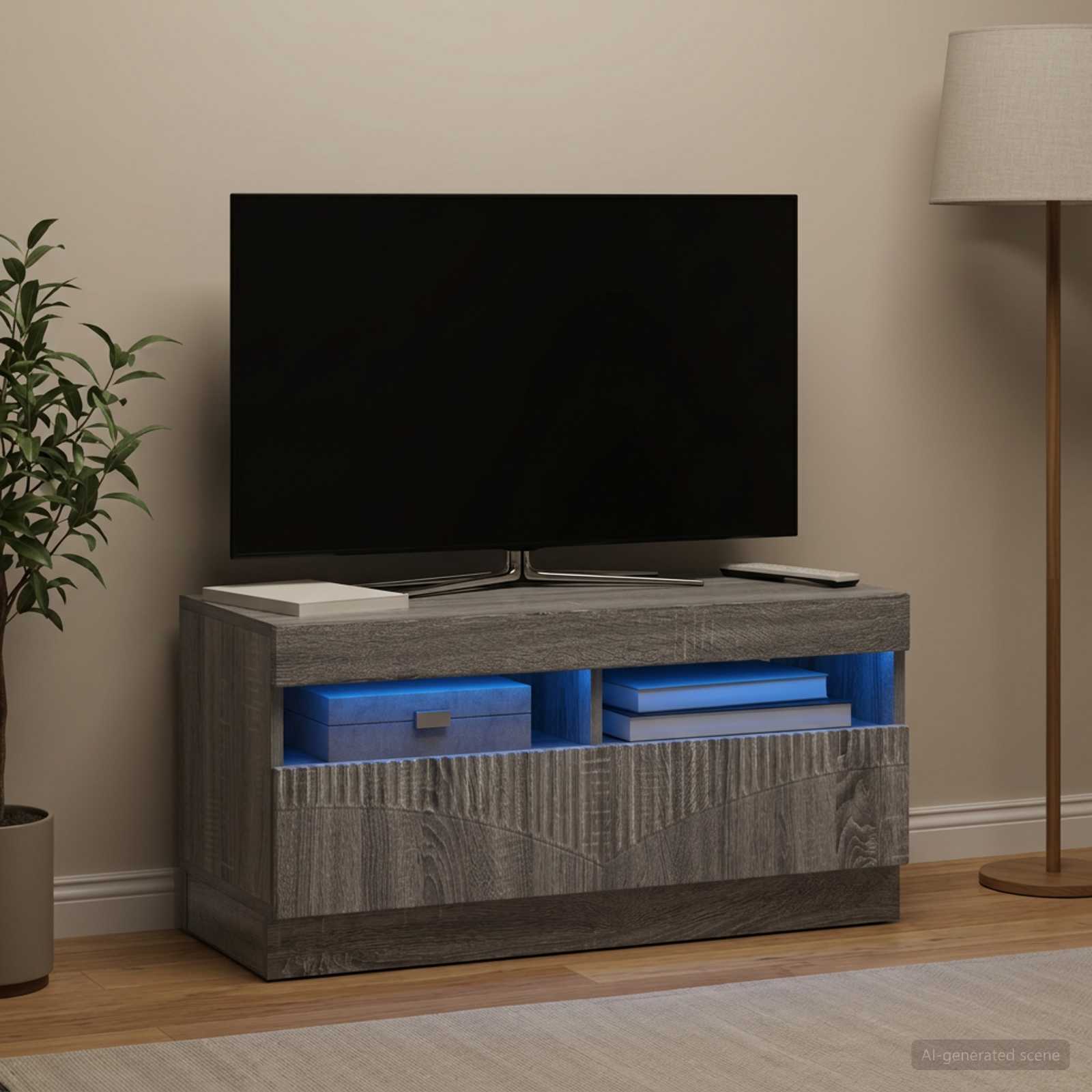 LED televizoriaus spintelė Pilka Sonoma Apdirbta mediena