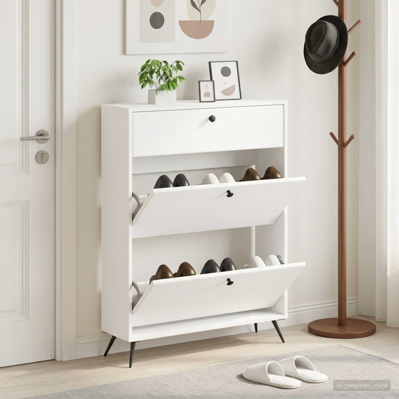 Batu skrynia BREDA 78 x 24 x 103 cm Apdirbta mediena Balta